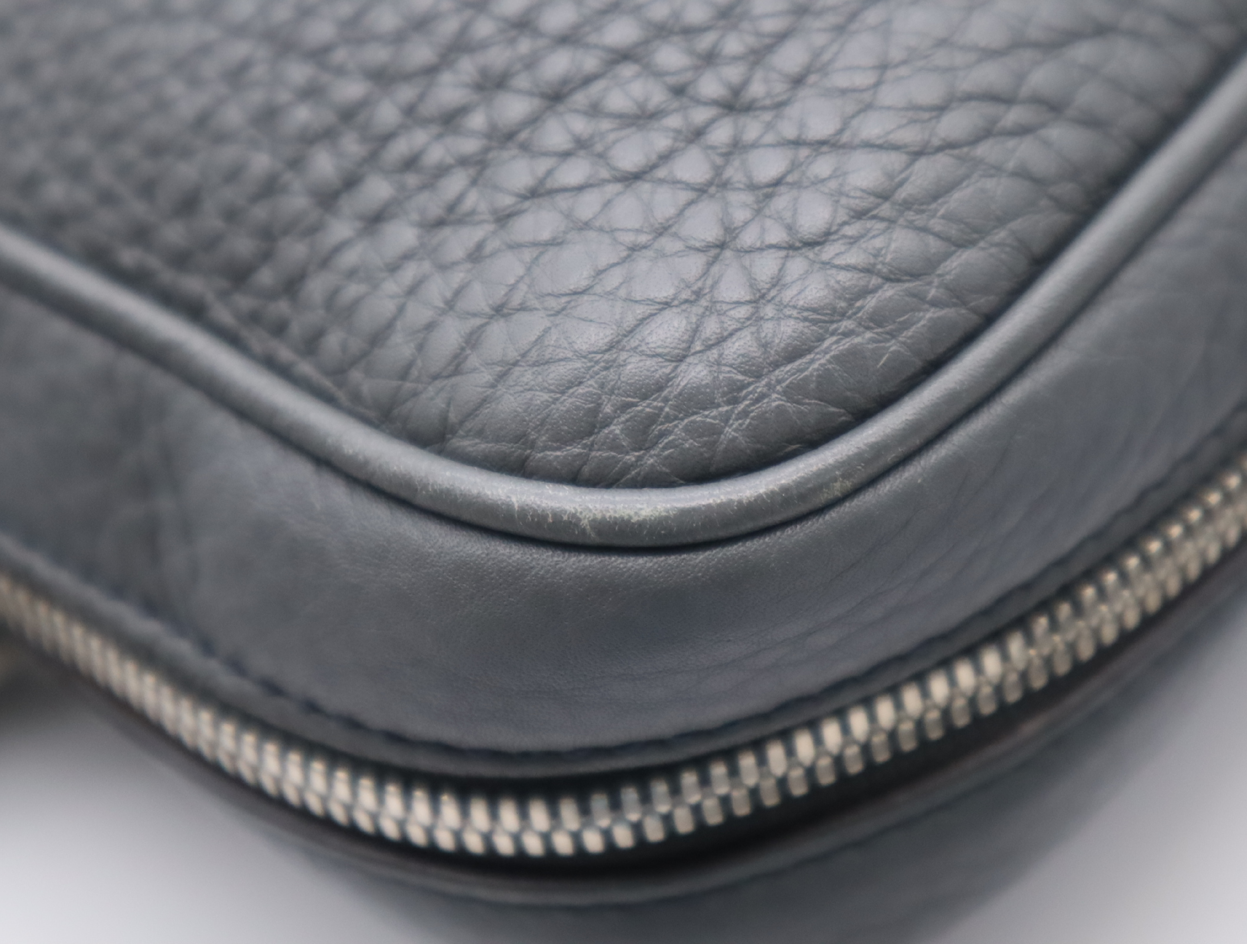 322057 Leather Interlocking G Business Bag, Gray, Silver Hardware, Shoulder Strap — view 12