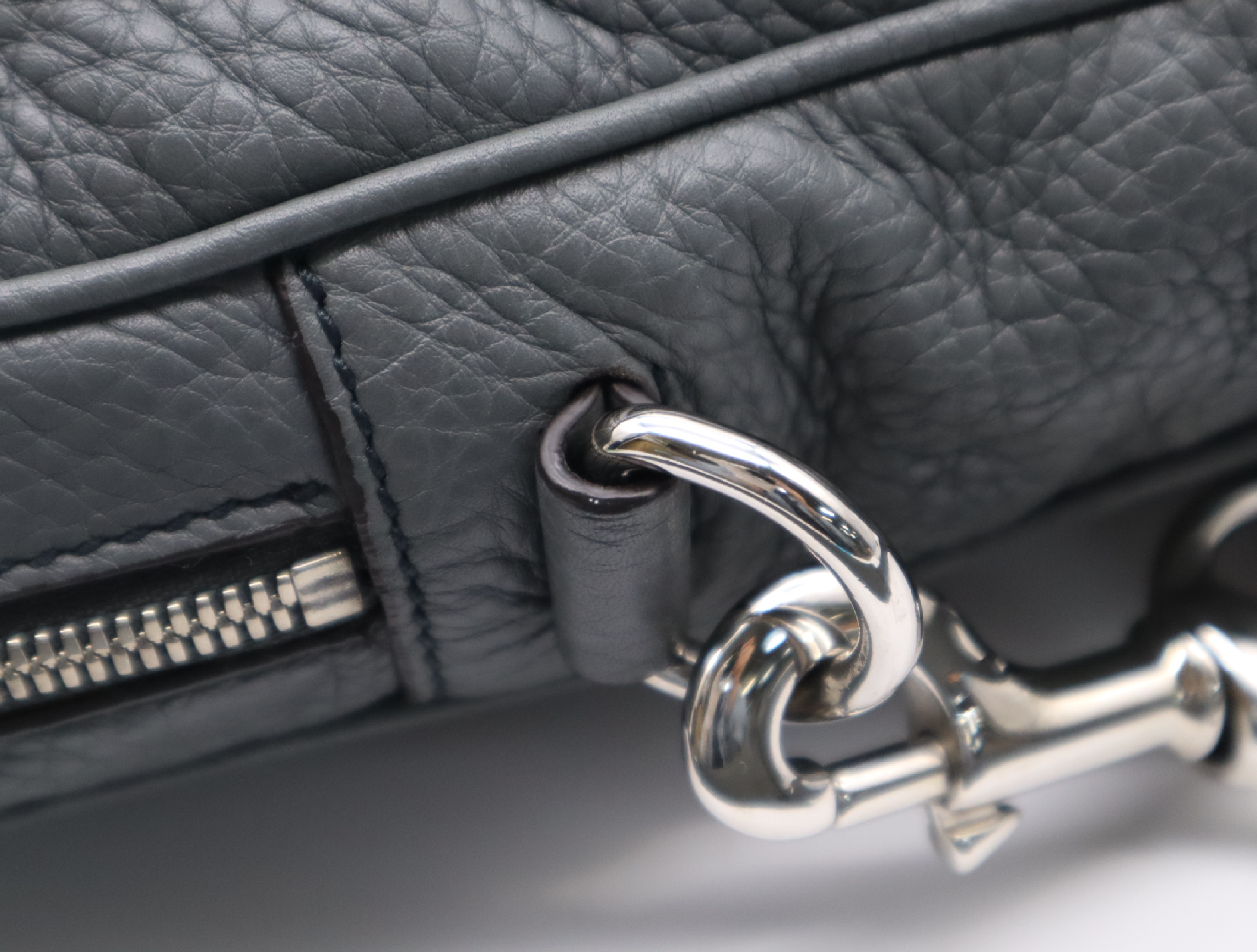 322057 Leather Interlocking G Business Bag, Gray, Silver Hardware, Shoulder Strap — view 13