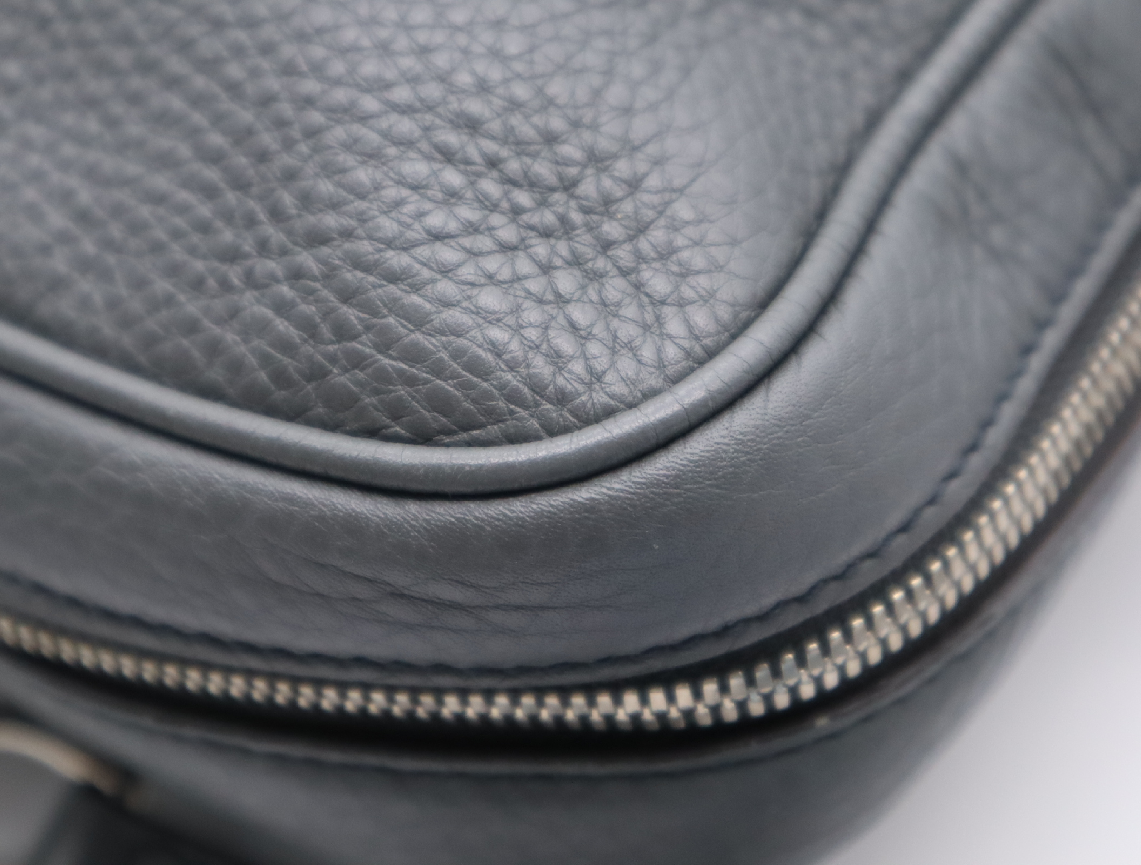 322057 Leather Interlocking G Business Bag, Gray, Silver Hardware, Shoulder Strap — view 9
