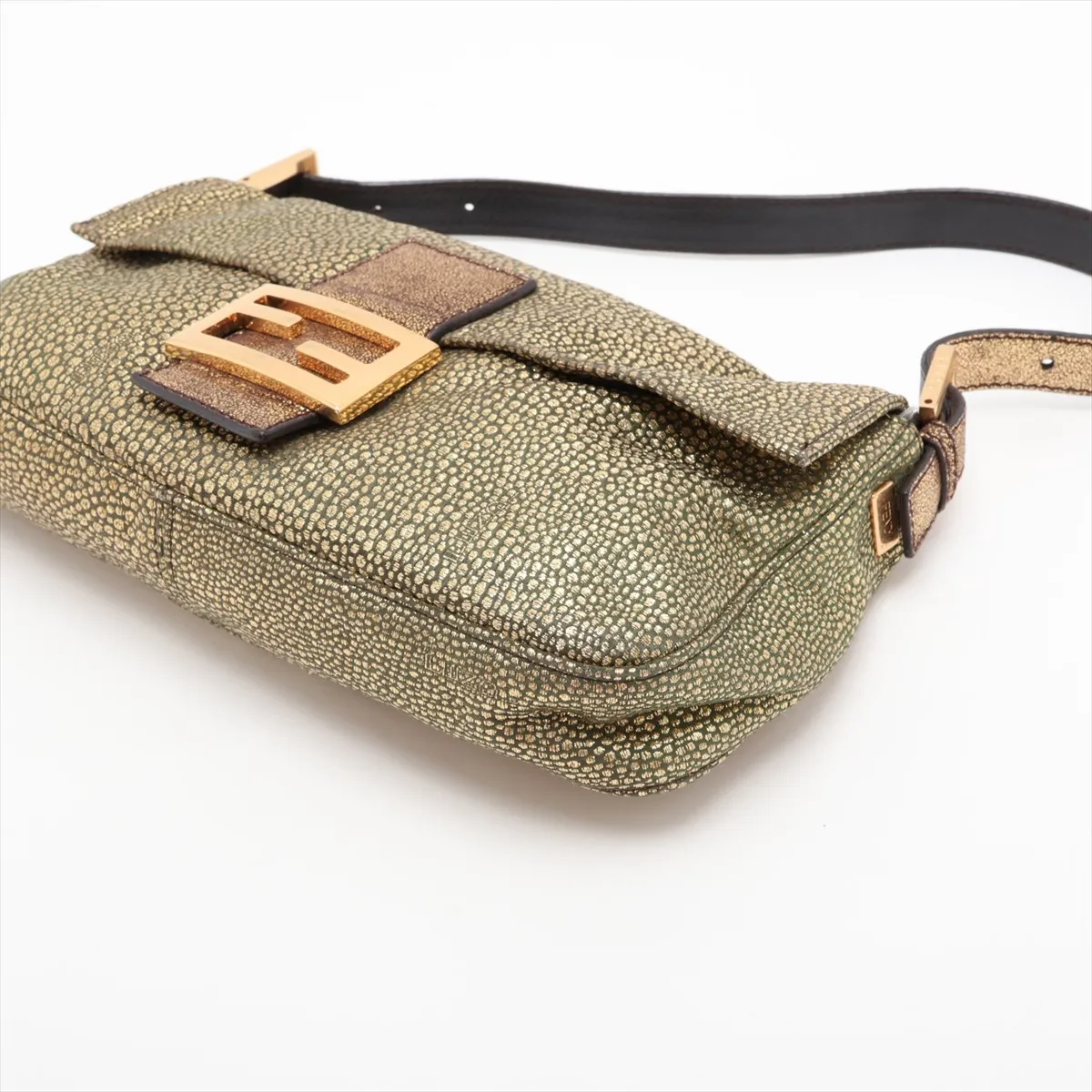 Mamma Bucket 8BR600 Leather Shoulder Bag Gold x Black — view 3