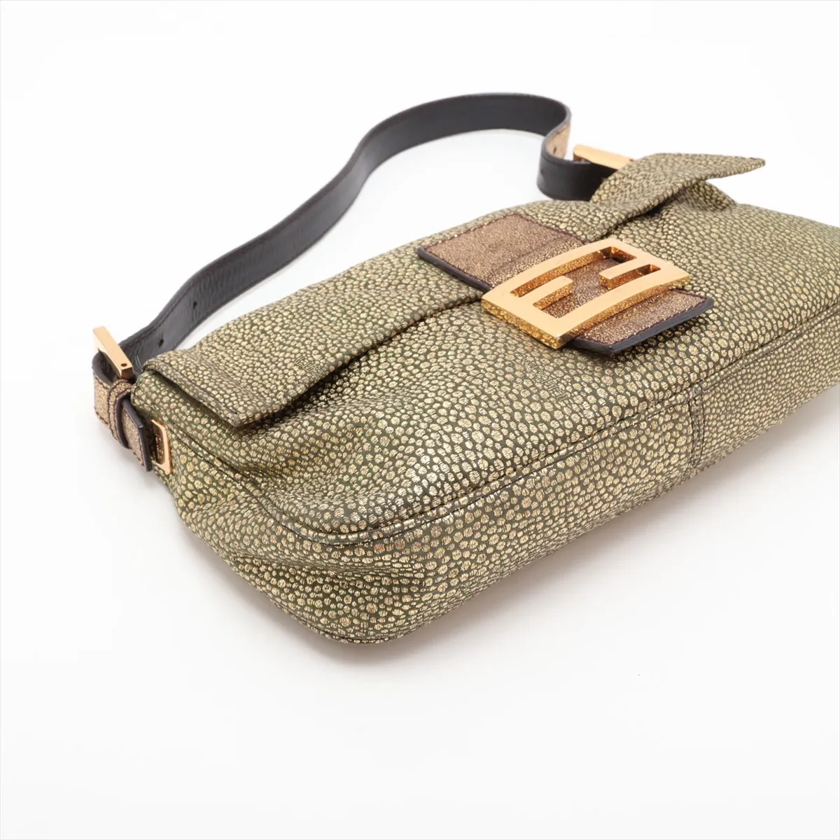 Mamma Bucket 8BR600 Leather Shoulder Bag Gold x Black — view 4