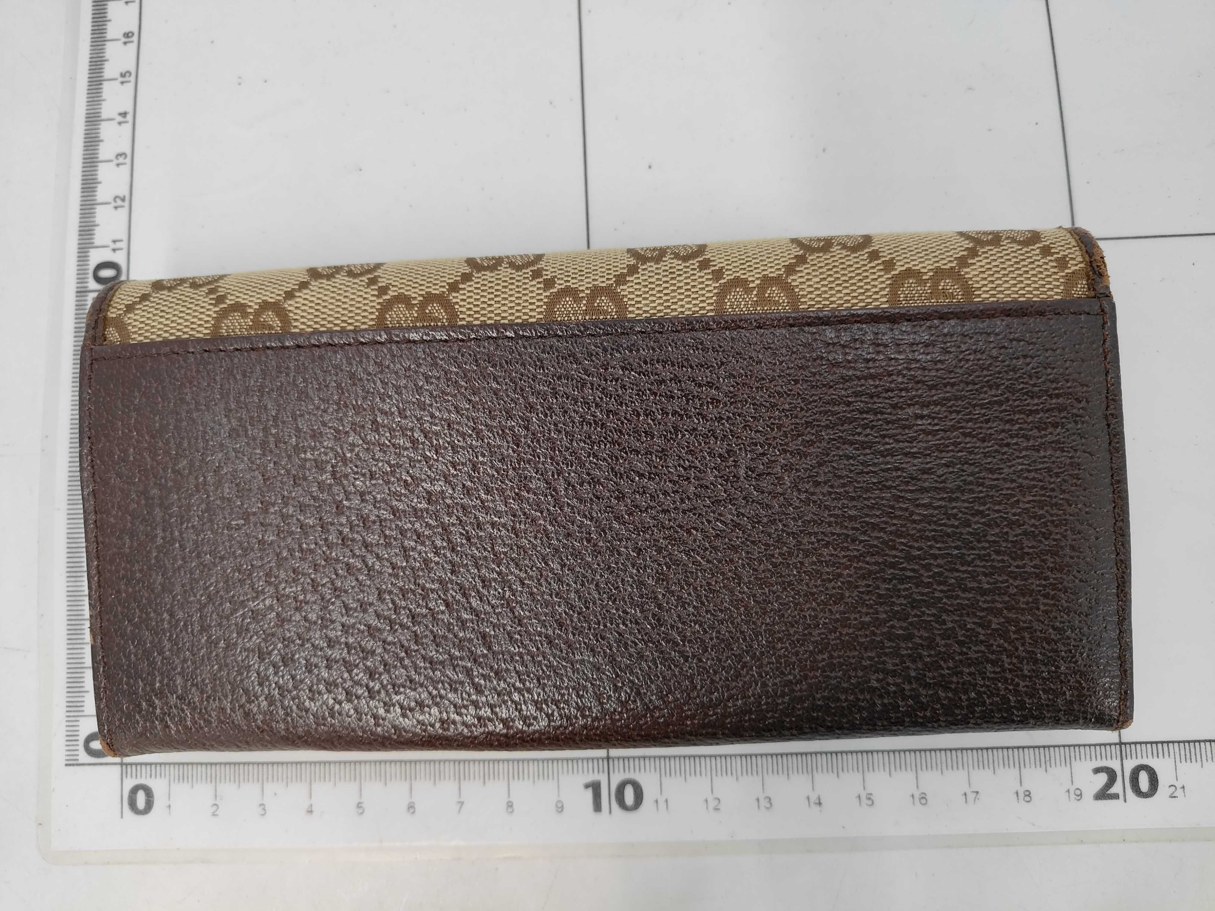 118377GG Canvas Long Wallet, Canvas Leather, Brown, Billfold — view 2