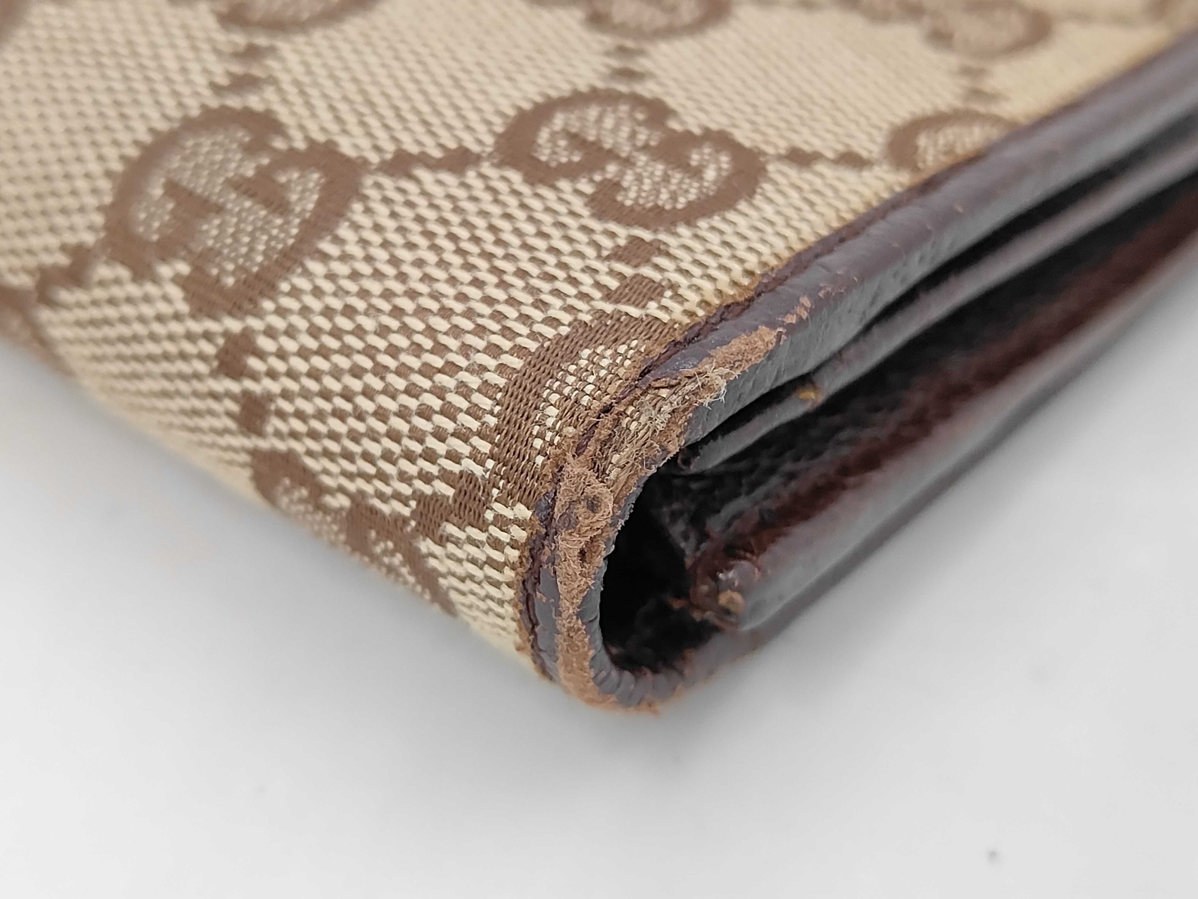 118377GG Canvas Long Wallet, Canvas Leather, Brown, Billfold — view 11
