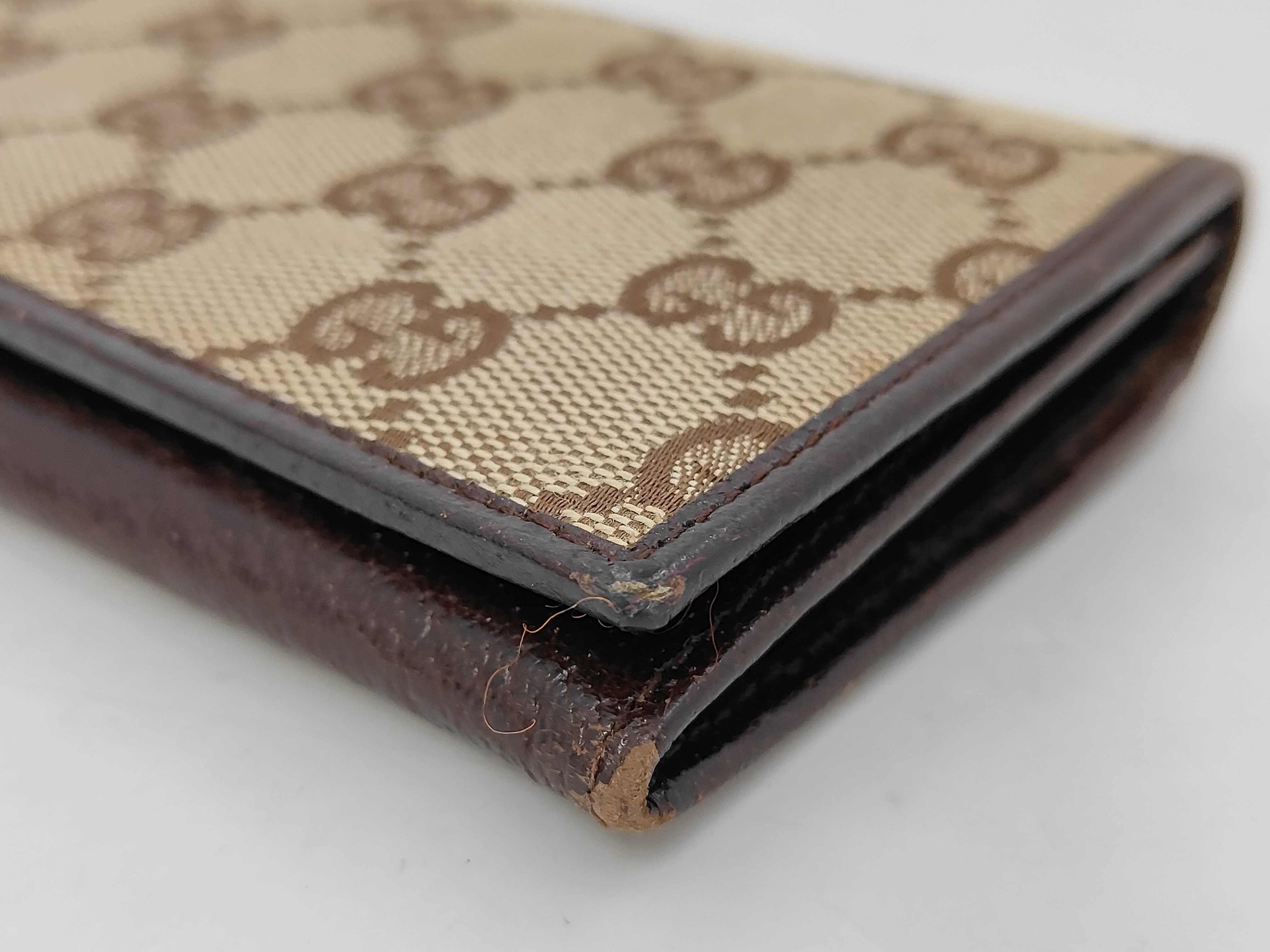 118377GG Canvas Long Wallet, Canvas Leather, Brown, Billfold — view 3