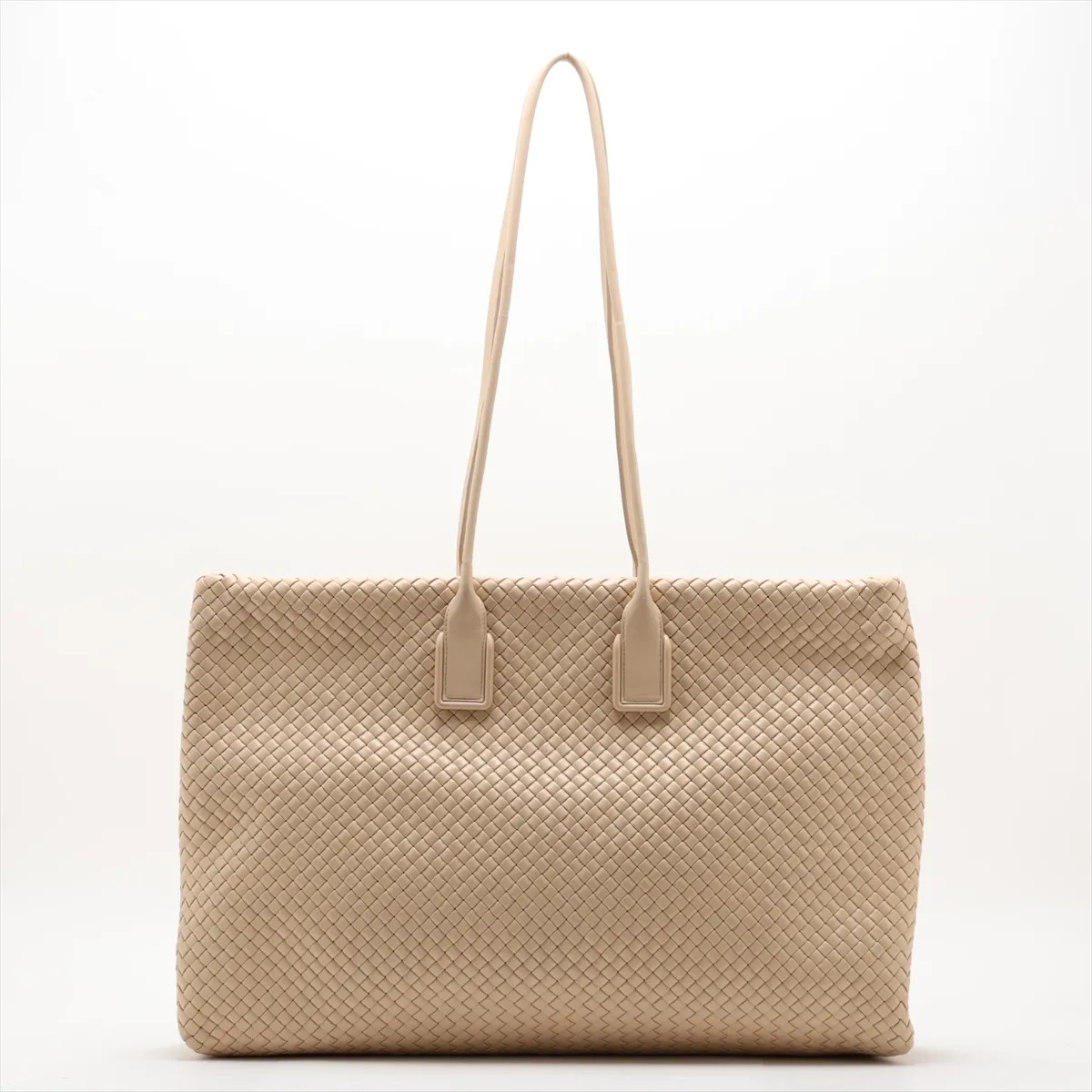 Intrecciato Leather Tote Bag, Beige