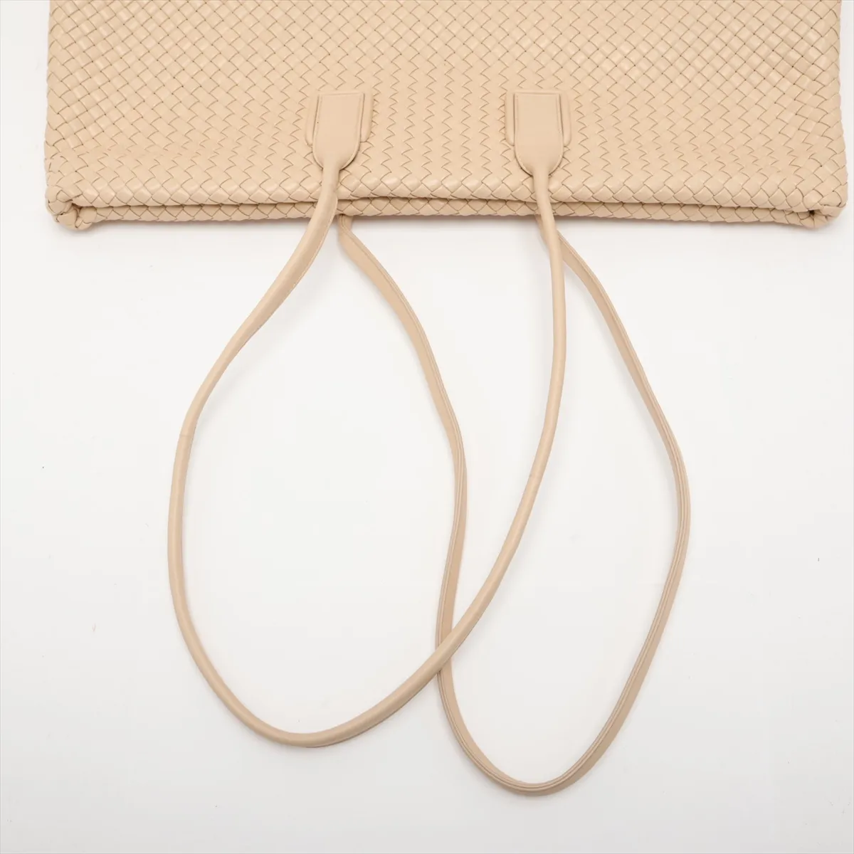 Intrecciato Leather Tote Bag, Beige — view 5