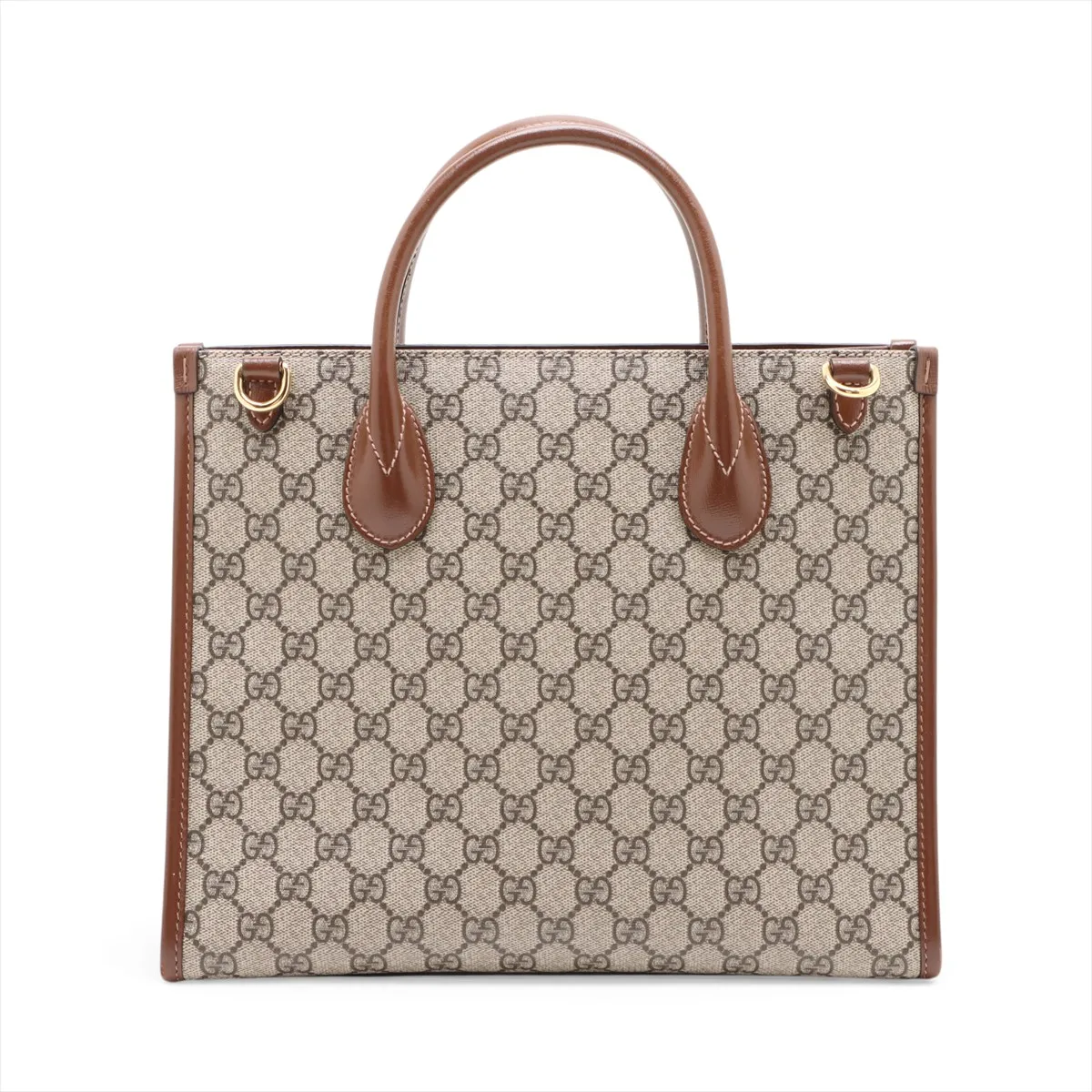 GG Supreme PVC x Leather 2-Way Handbag, Brown, 659988 — view 2