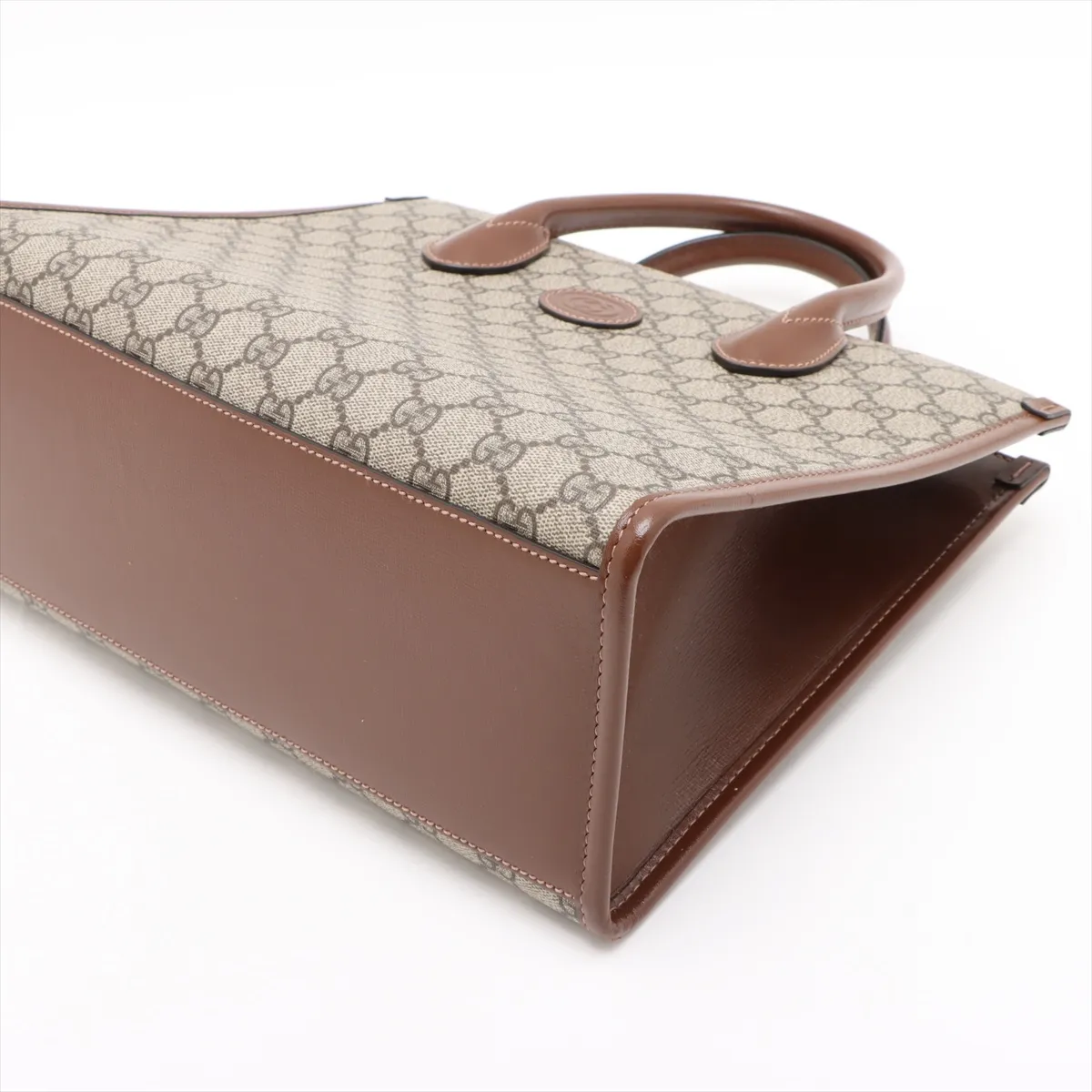 GG Supreme PVC x Leather 2-Way Handbag, Brown, 659988 — view 3