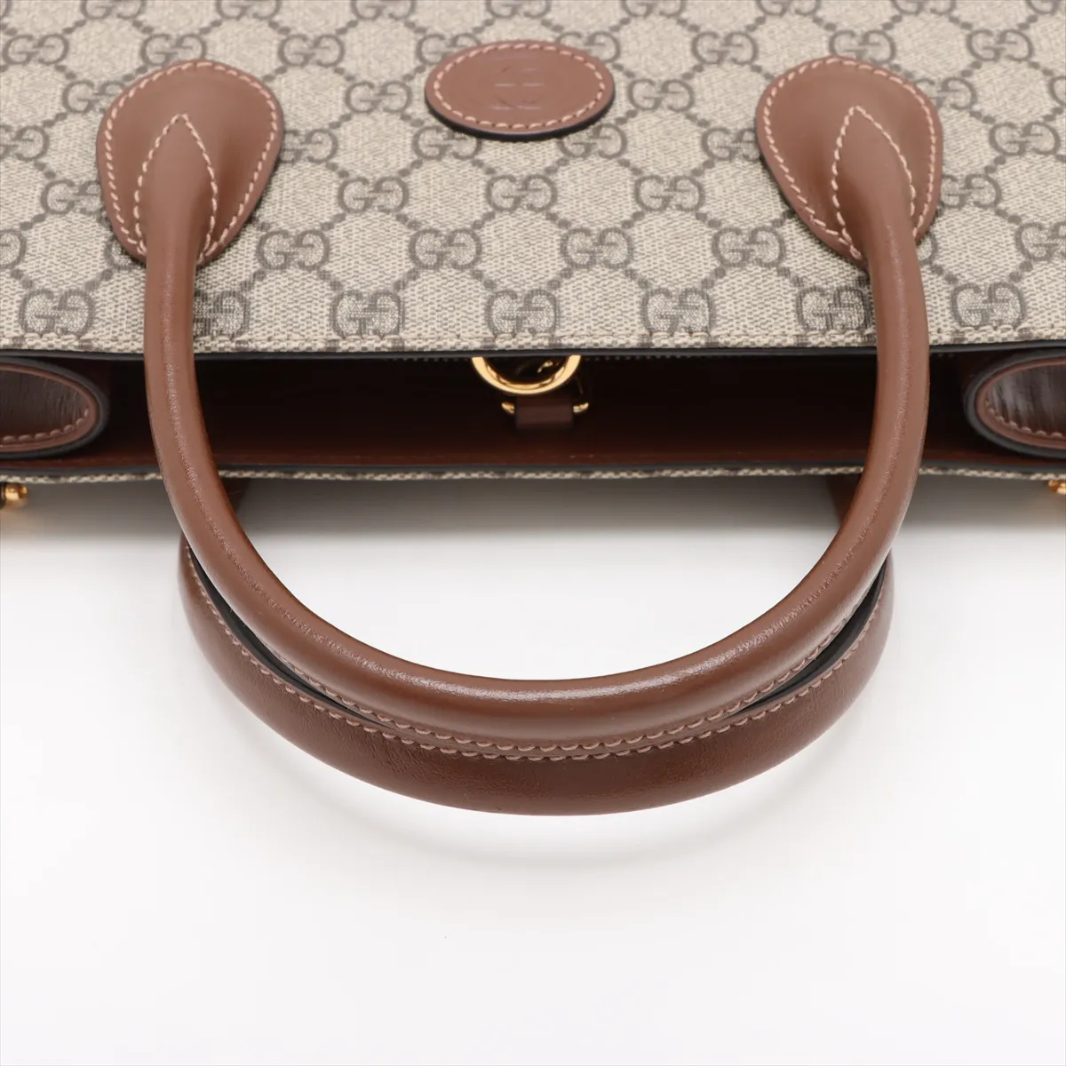 GG Supreme PVC x Leather 2-Way Handbag, Brown, 659988 — view 5