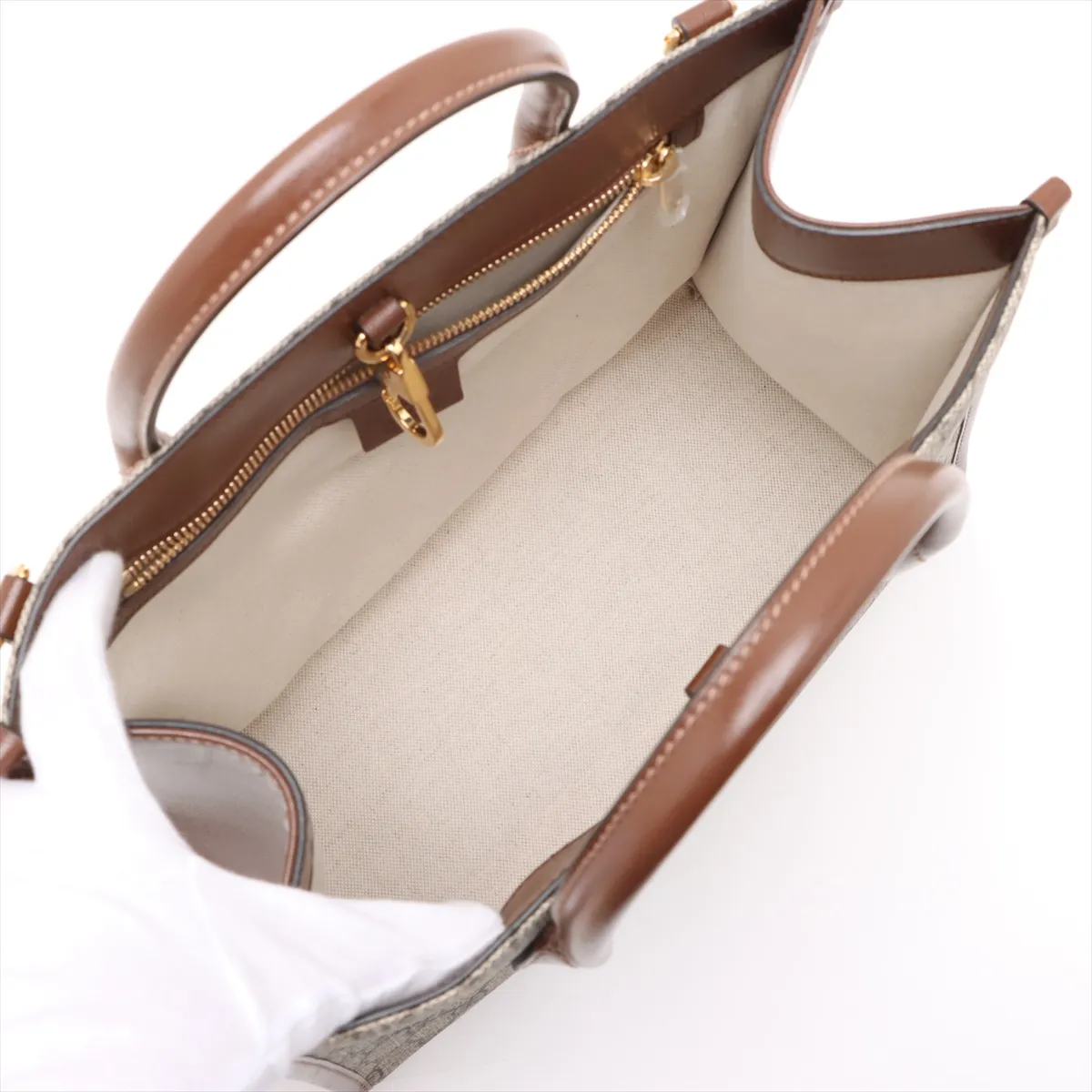 GG Supreme PVC x Leather 2-Way Handbag, Brown, 659988 — view 8