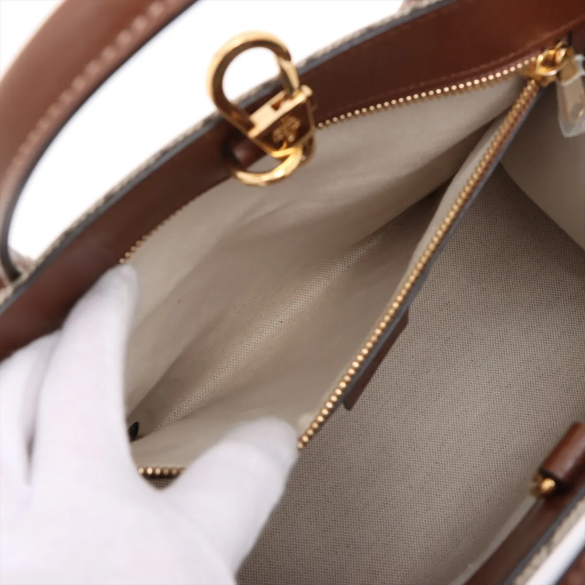 GG Supreme PVC x Leather 2-Way Handbag, Brown, 659988 — view 9