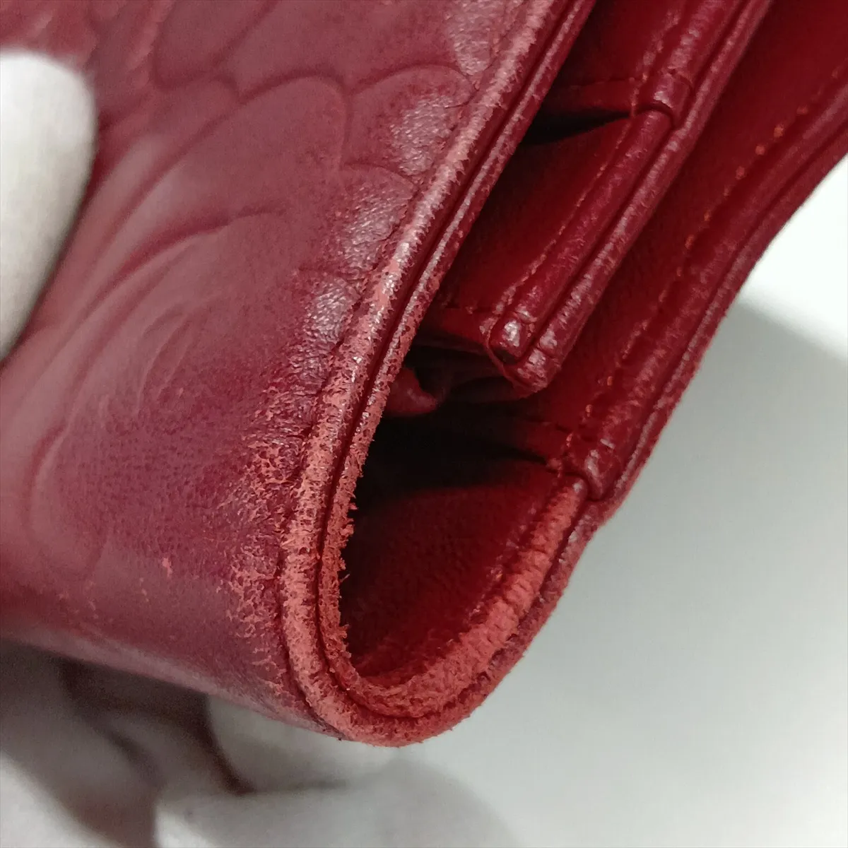 Camellia Lambskin Chain Wallet, Red, Silver Hardware, Item No. 17368965, Series 17 — view 14
