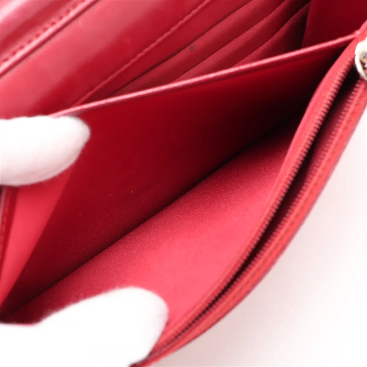 Camellia Lambskin Chain Wallet, Red, Silver Hardware, Item No. 17368965, Series 17 — view 7