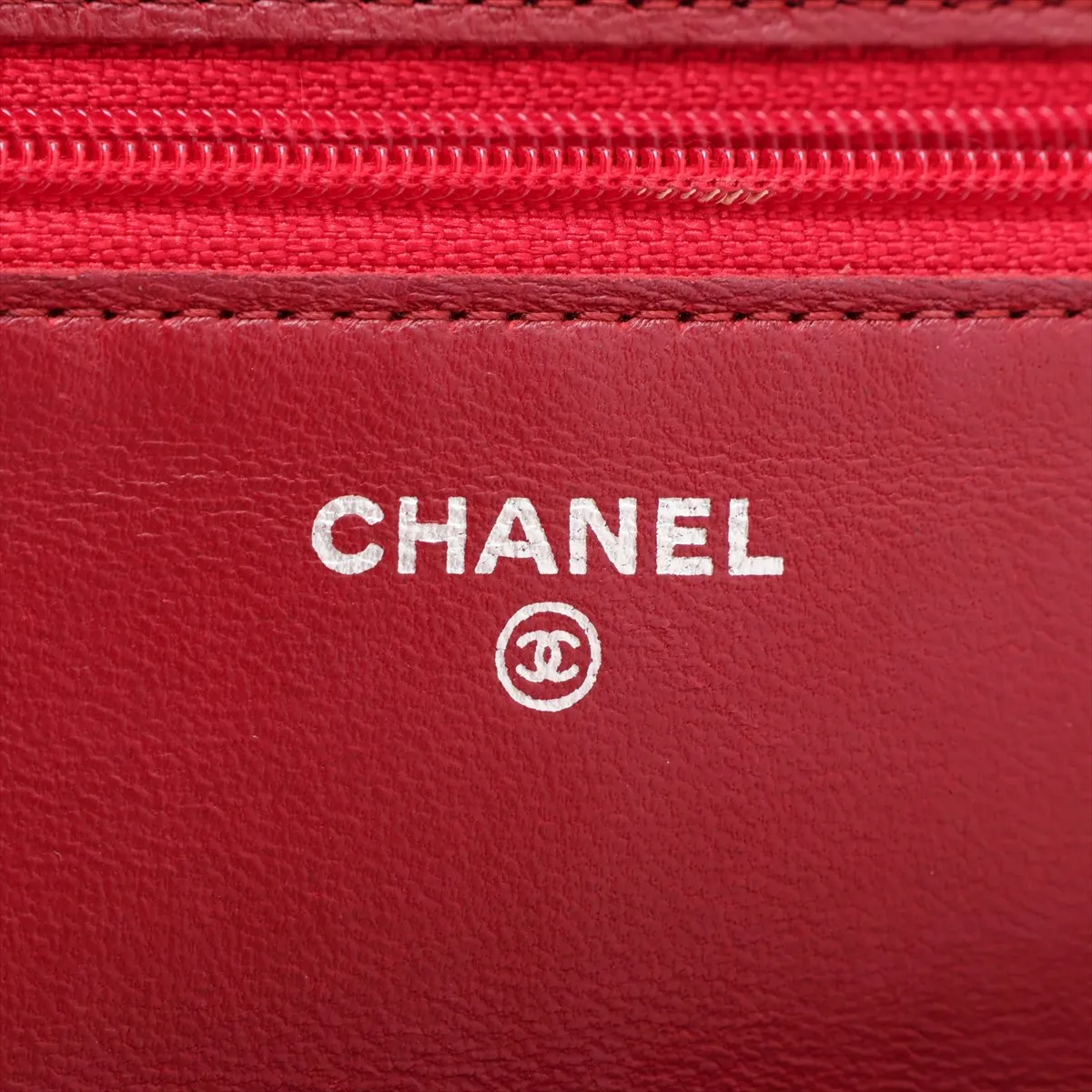 Camellia Lambskin Chain Wallet, Red, Silver Hardware, Item No. 17368965, Series 17 — view 10