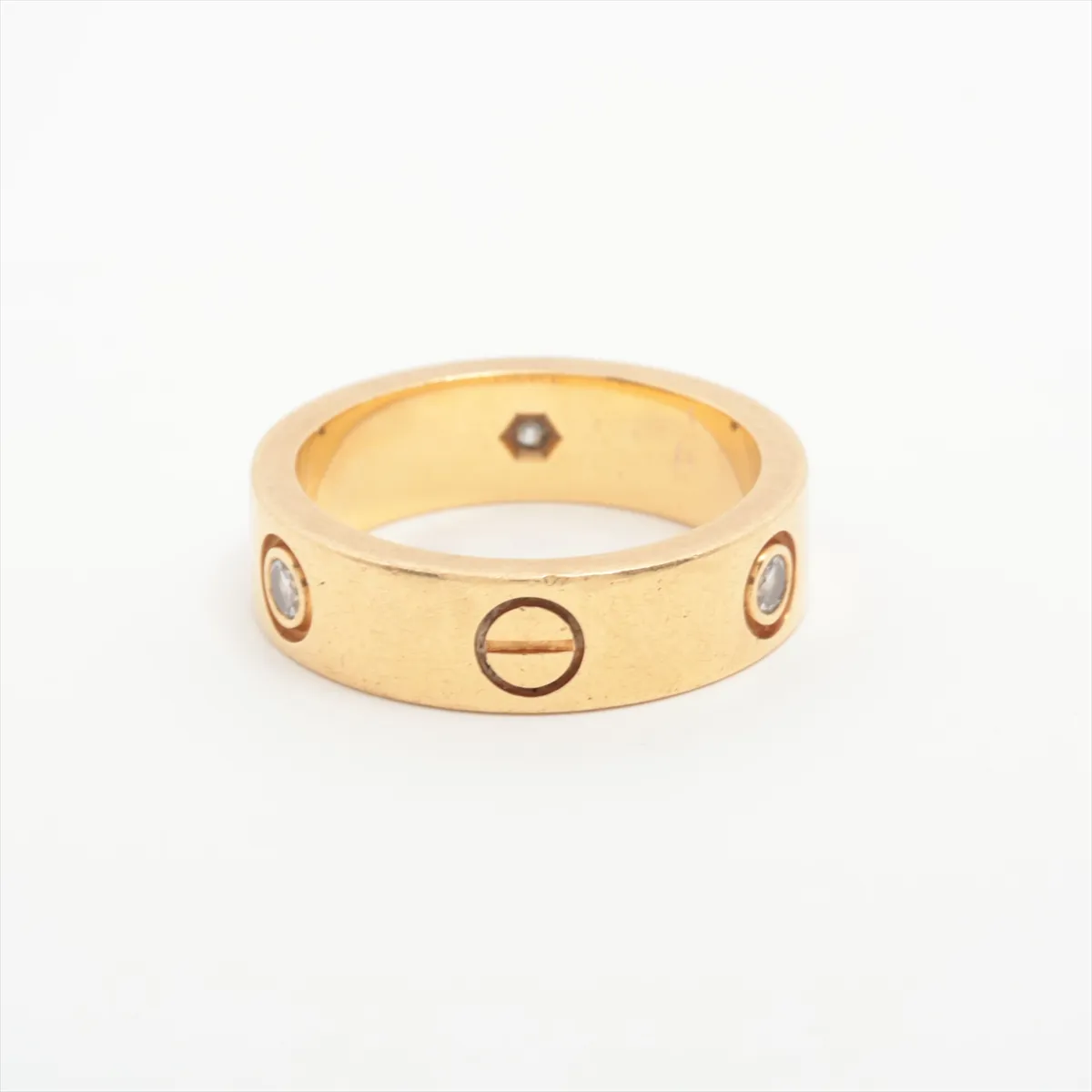 Love Half Diamond Ring 750(YG) 9.2g 54 AY3781 Some dents, metal — view 2