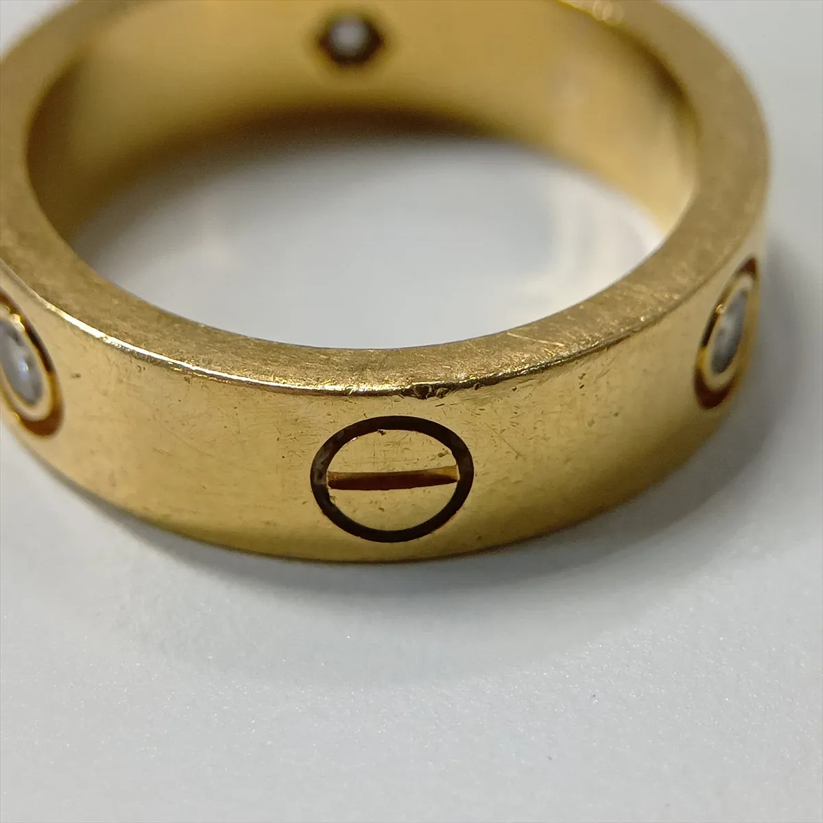 Love Half Diamond Ring 750(YG) 9.2g 54 AY3781 Some dents, metal — view 6