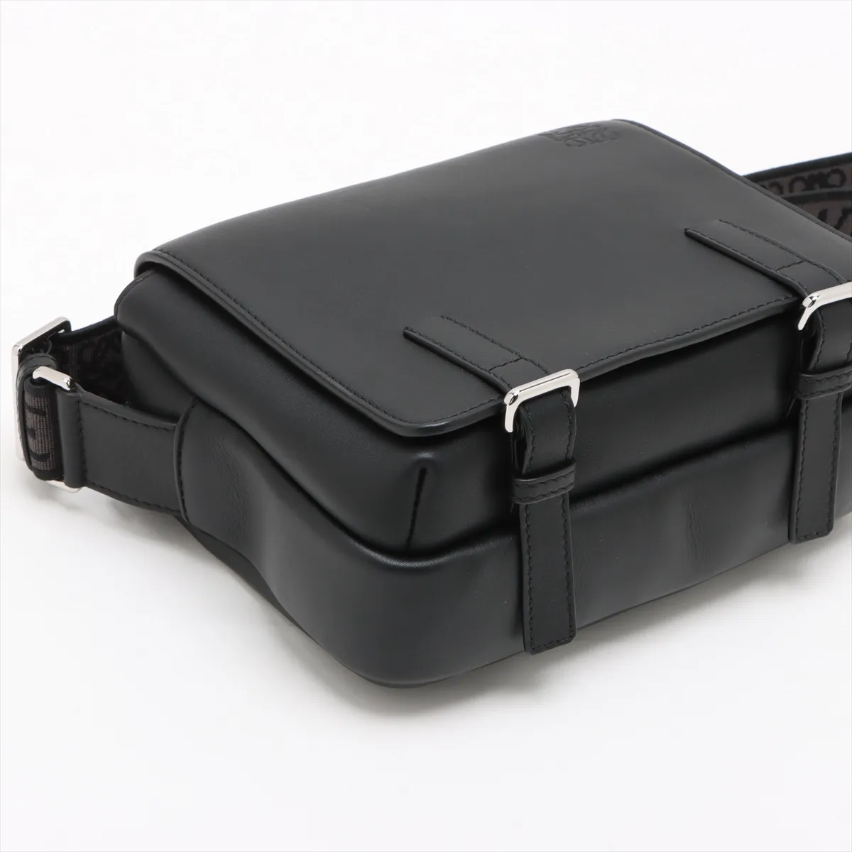 Military Messenger Bag Leather Shoulder Bag Black — view 4