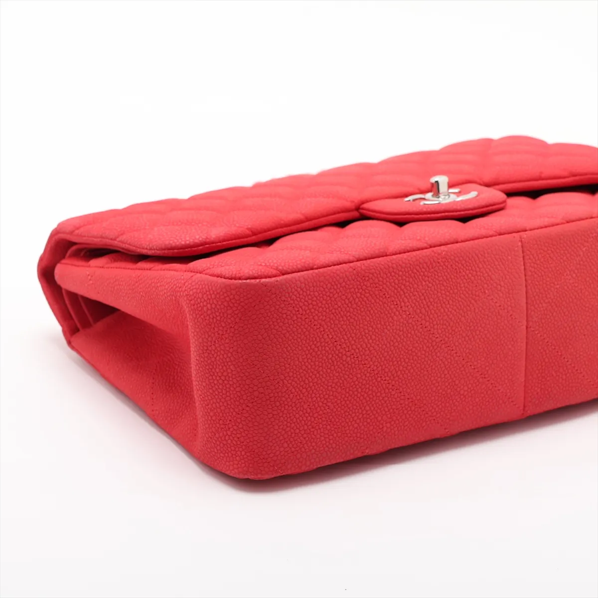Large Matelassé 30 Caviar Skin Double Flap Double Chain Bag, Red, Silver Hardware, 18151514, Serial Number 18-series, A58600 — view 4