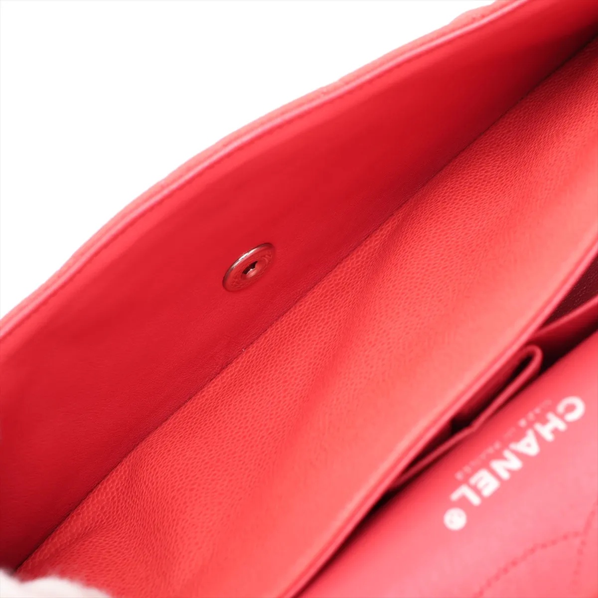 Large Matelassé 30 Caviar Skin Double Flap Double Chain Bag, Red, Silver Hardware, 18151514, Serial Number 18-series, A58600 — view 7