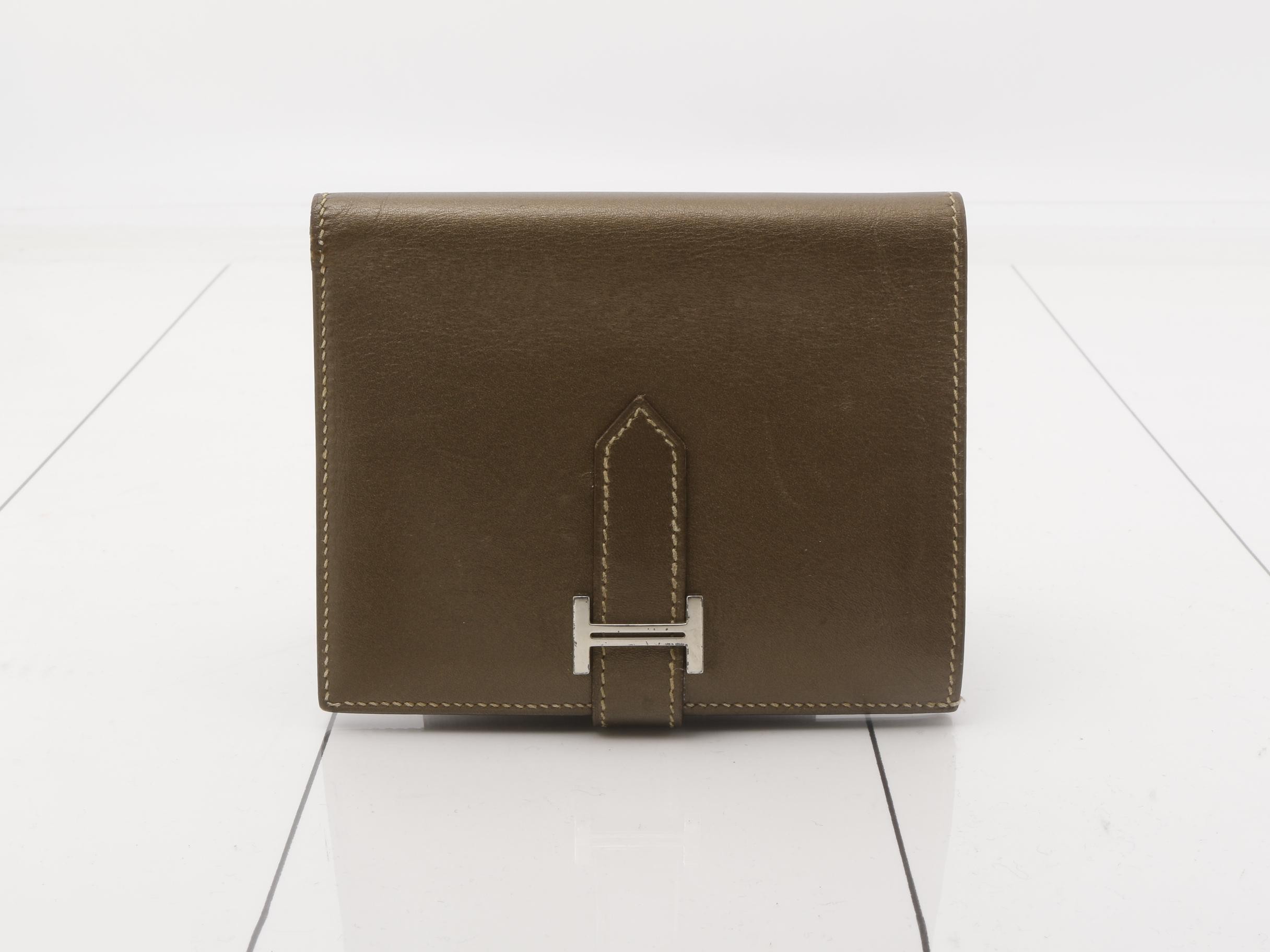 Bearn Compact Bronze Veau Mirois H stamp Silver hardware