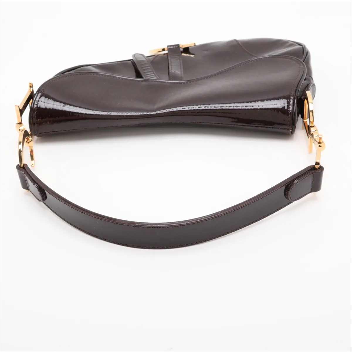 Trotter Saddle Bag Patent Leather Shoulder Bag Brown — view 5