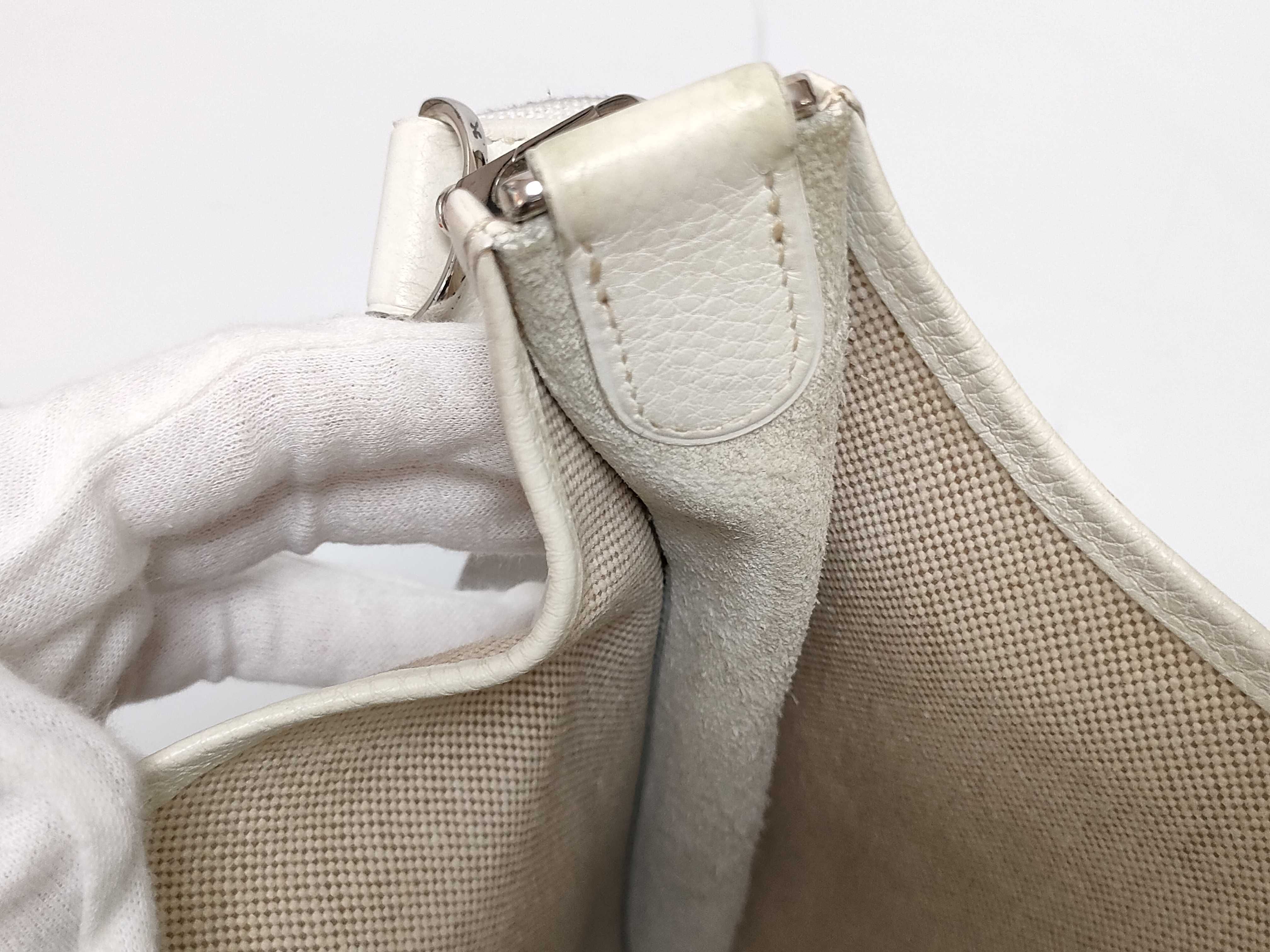 Evelyne 2 PM Toile x Leather White Shoulder Bag J — view 11