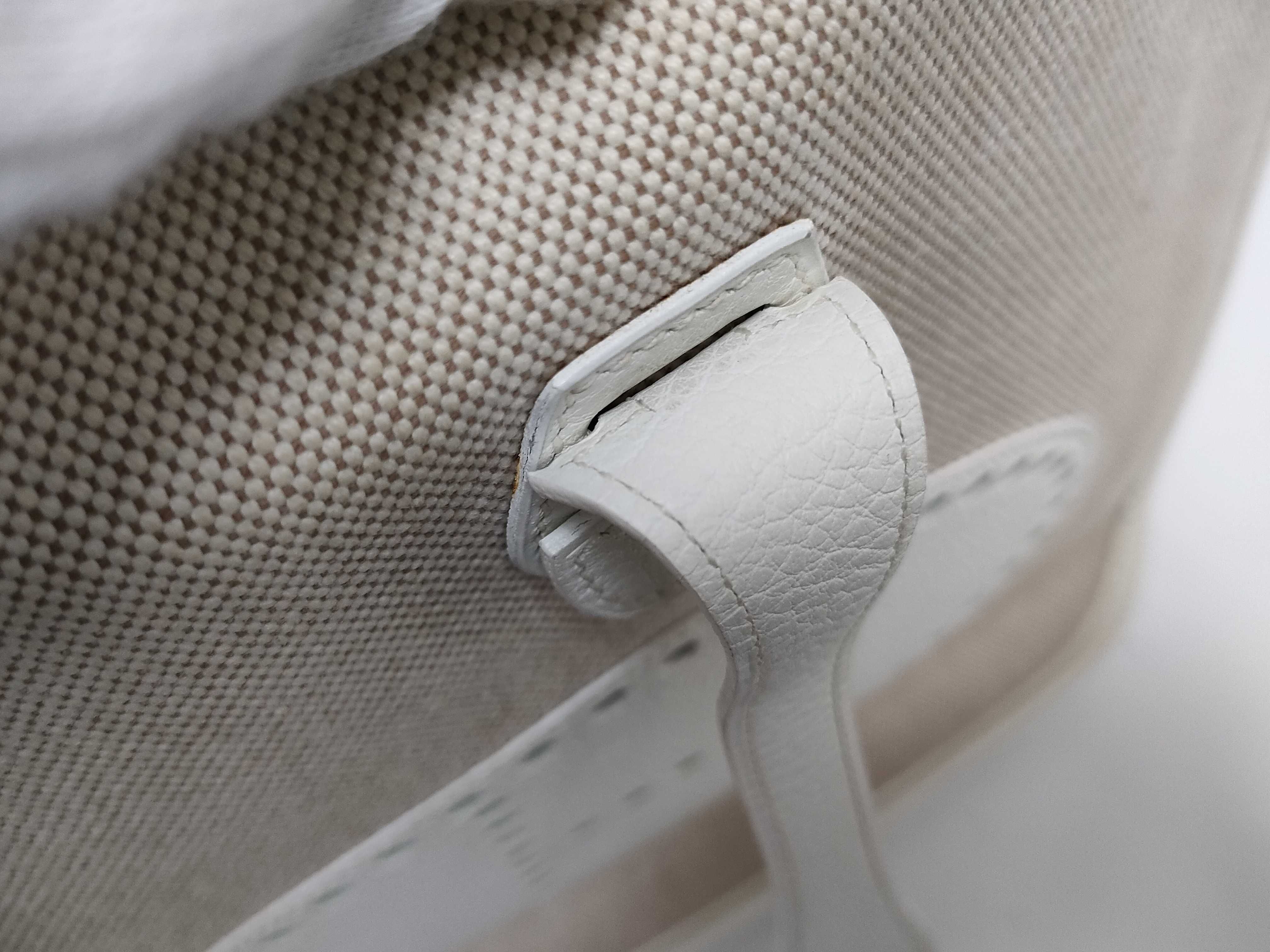 Evelyne 2 PM Toile x Leather White Shoulder Bag J — view 12