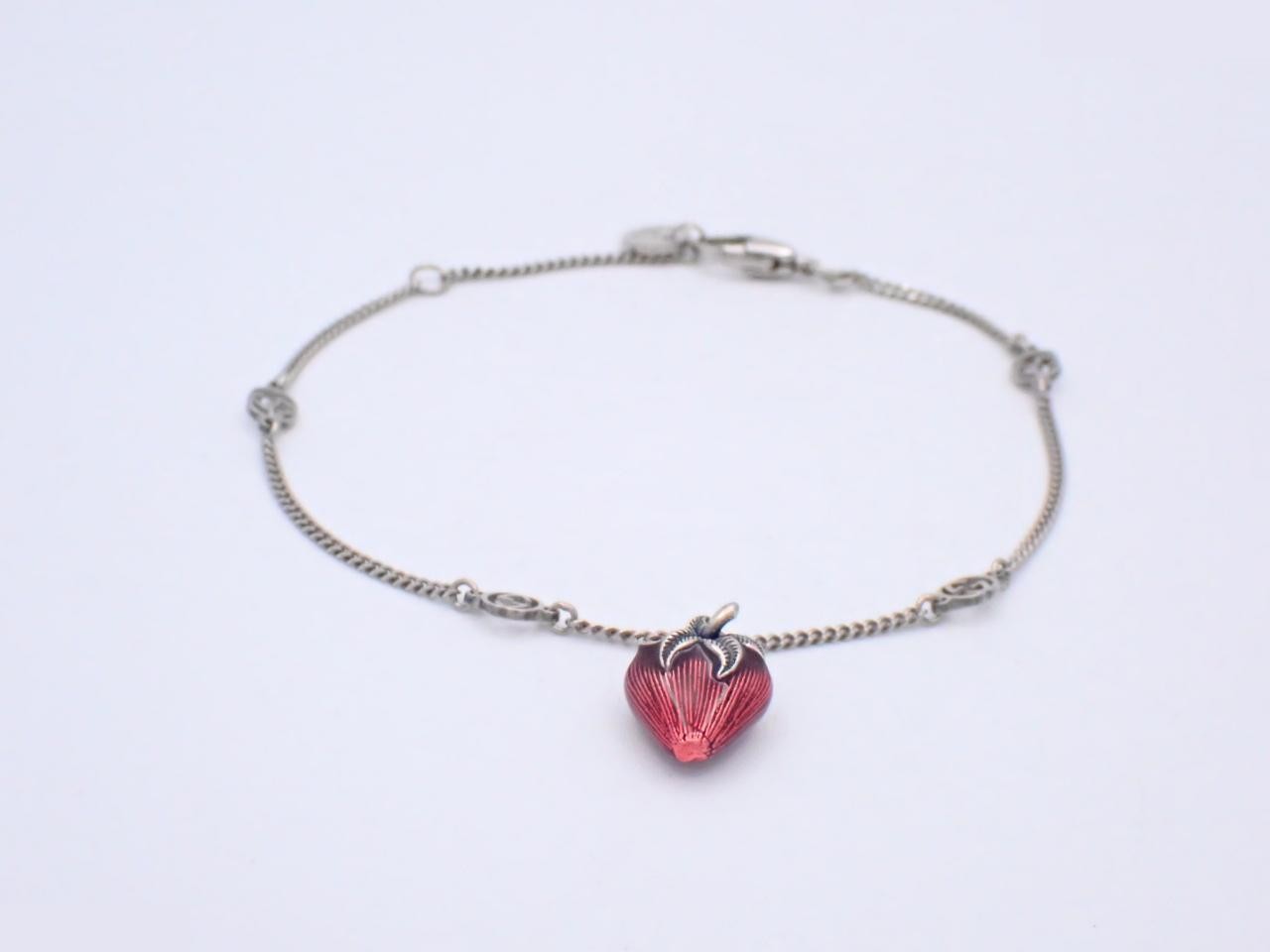 Interlocking Strawberry Charm Bracelet, Red