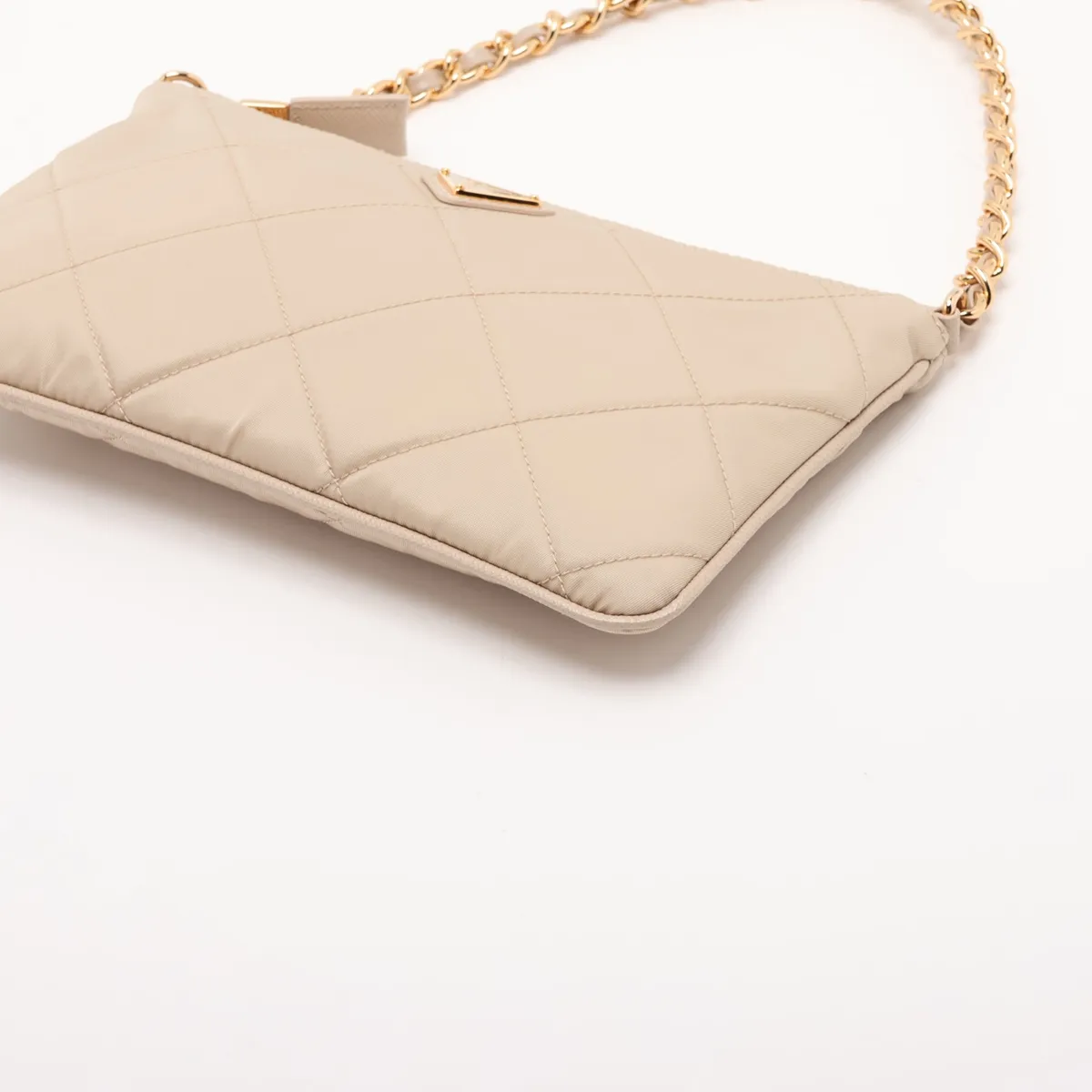 Tessuto Inpunto 1NI054 Nylon x Leather Chain Handbag Beige — view 3