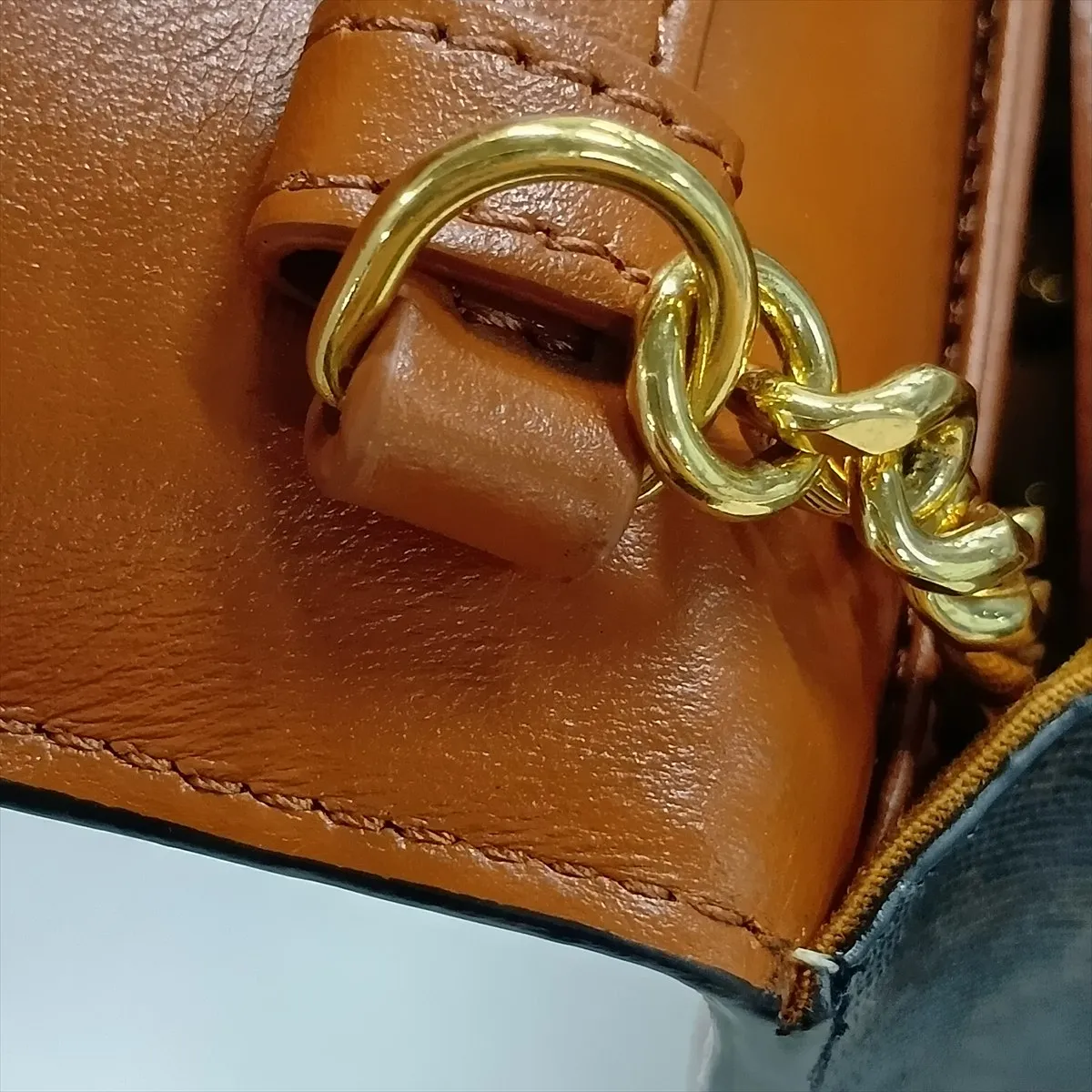 Triomphe Margot PVC x Leather Chain Shoulder Bag, Brown — view 11