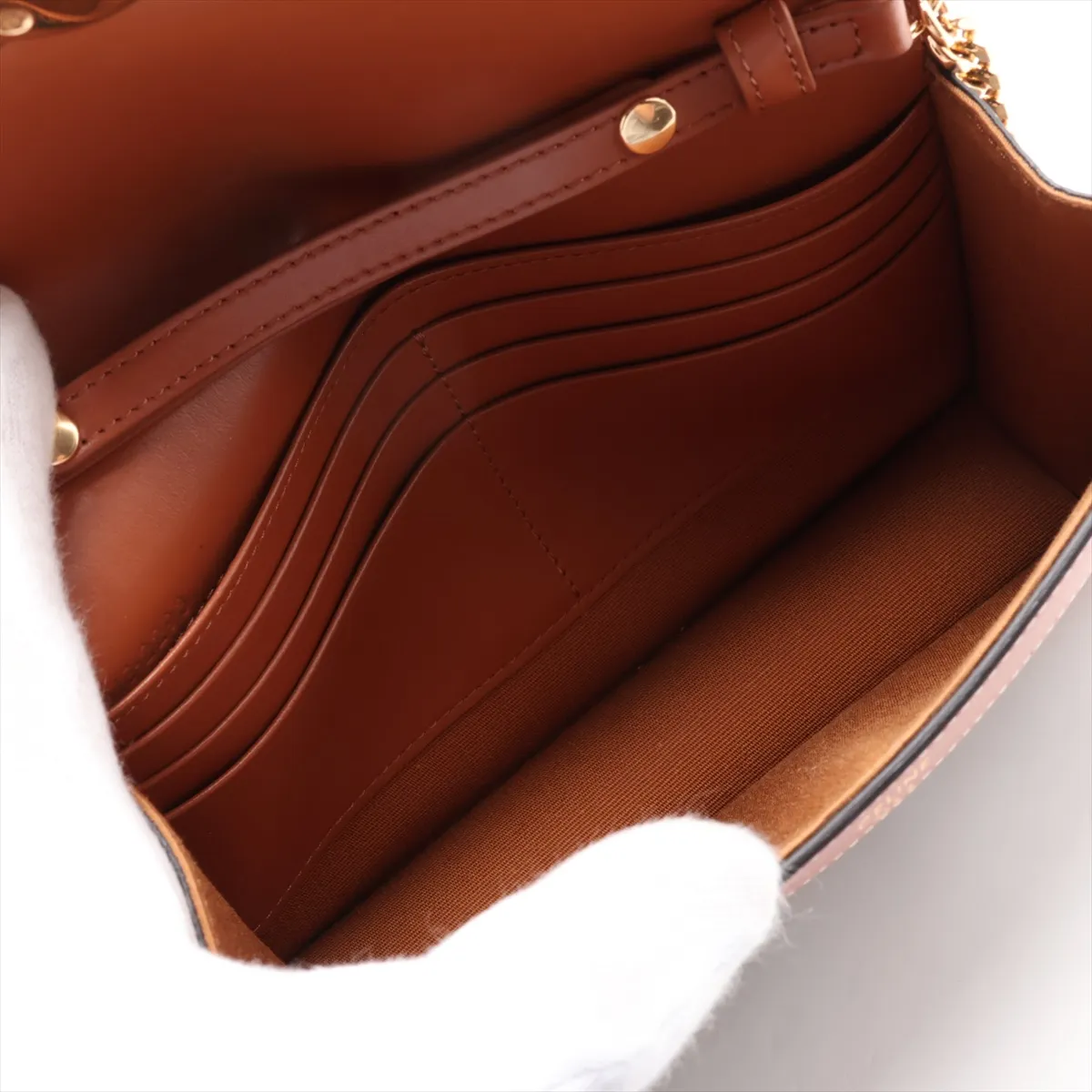 Triomphe Margot PVC x Leather Chain Shoulder Bag, Brown — view 6