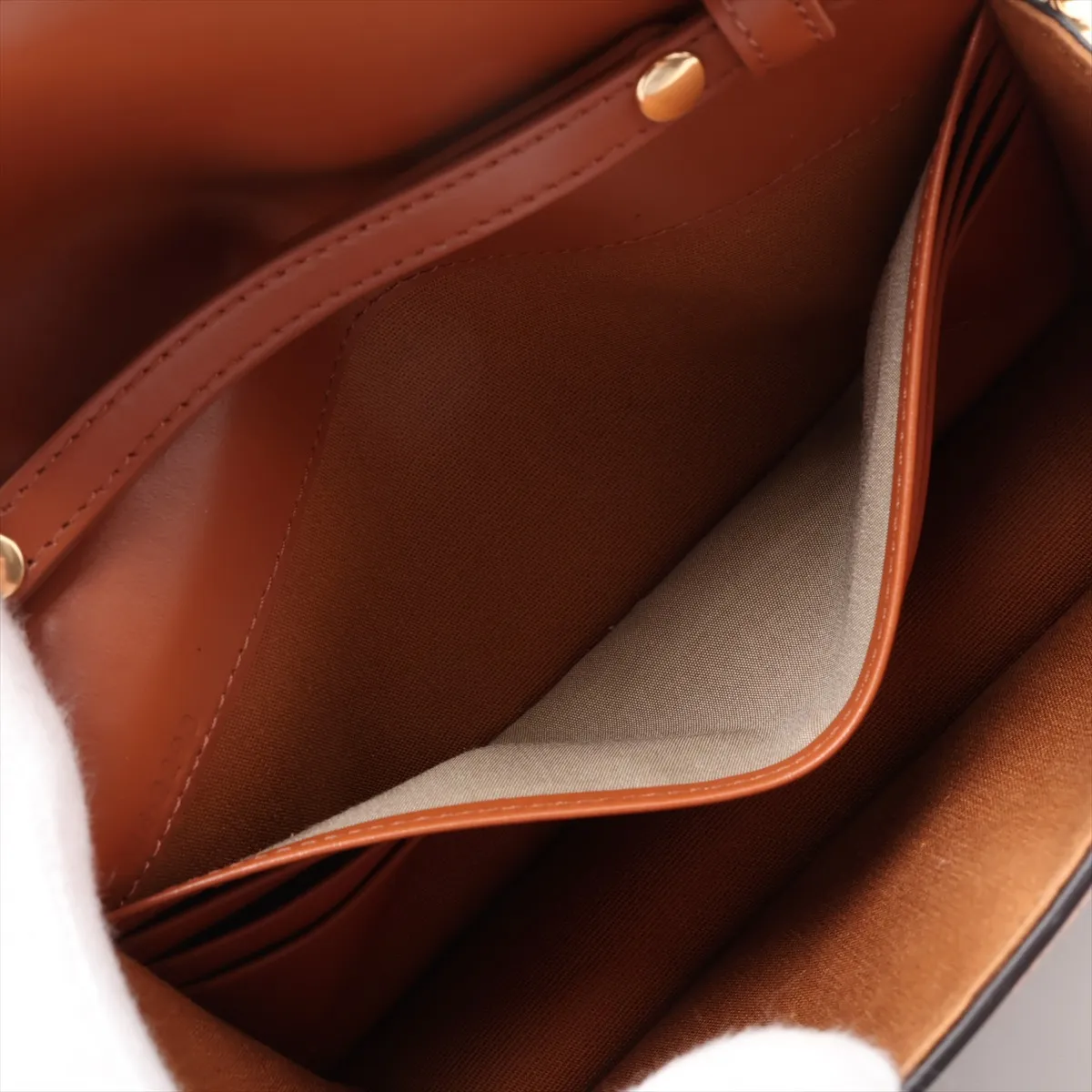 Triomphe Margot PVC x Leather Chain Shoulder Bag, Brown — view 7
