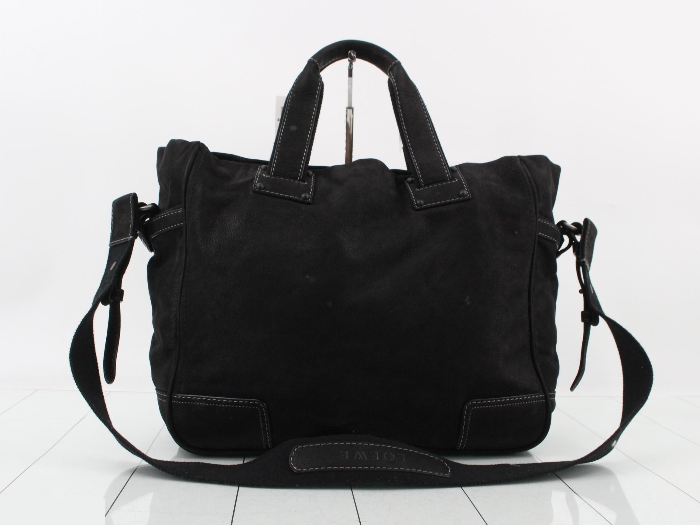 Tote Bag, Leather, Black, with Shoulder Strap — view 2