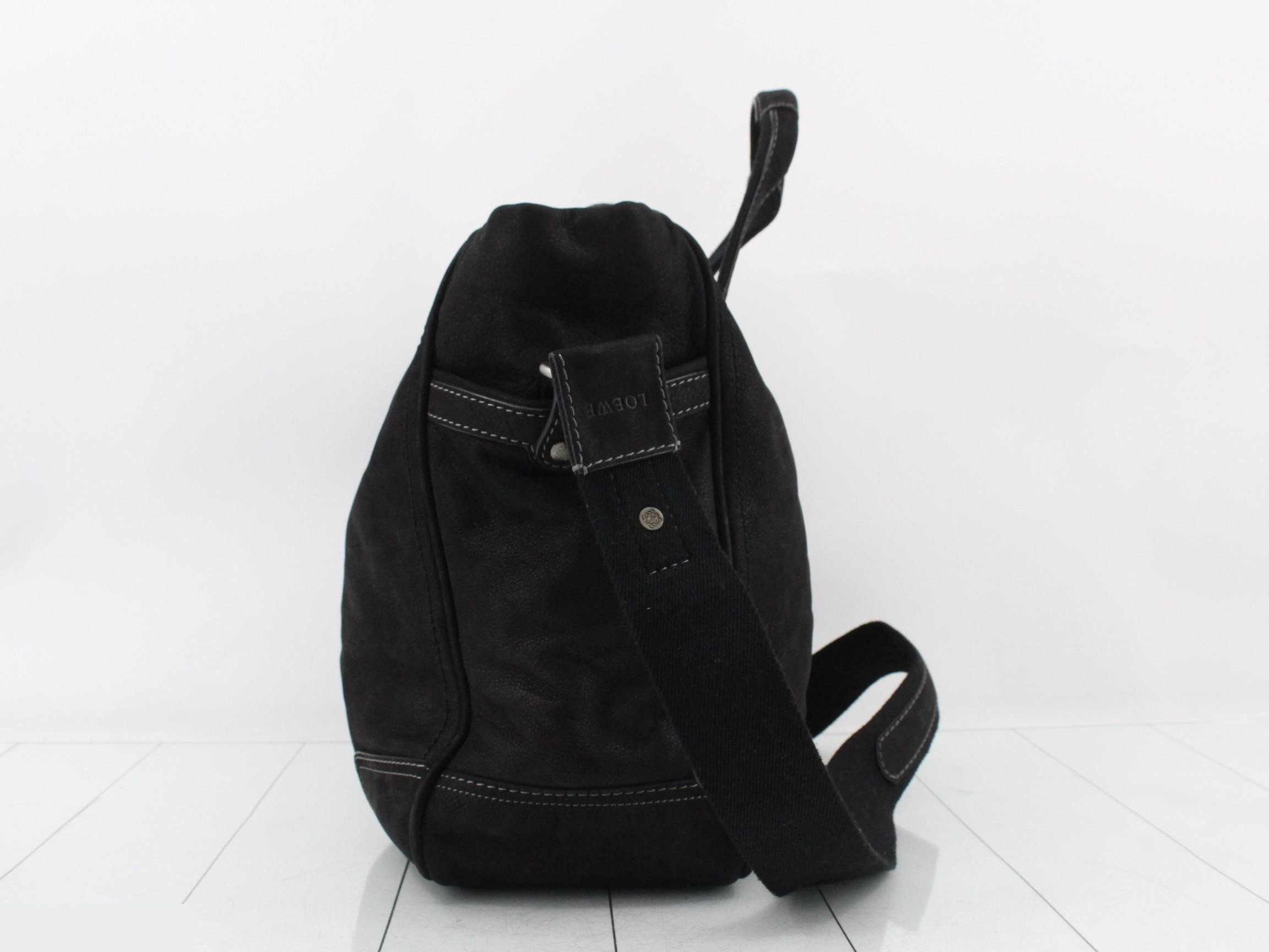 Tote Bag, Leather, Black, with Shoulder Strap — view 3