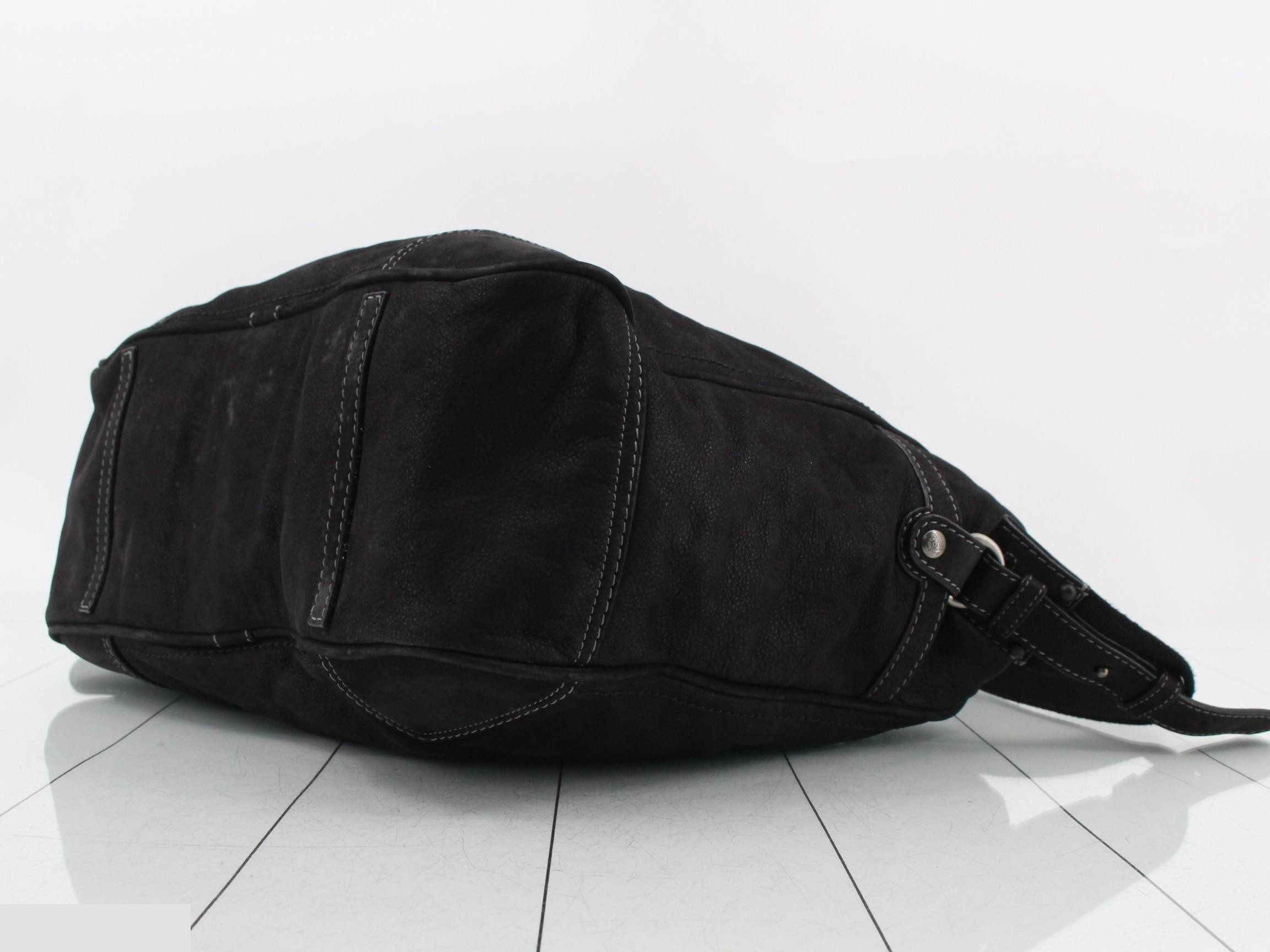 Tote Bag, Leather, Black, with Shoulder Strap — view 6
