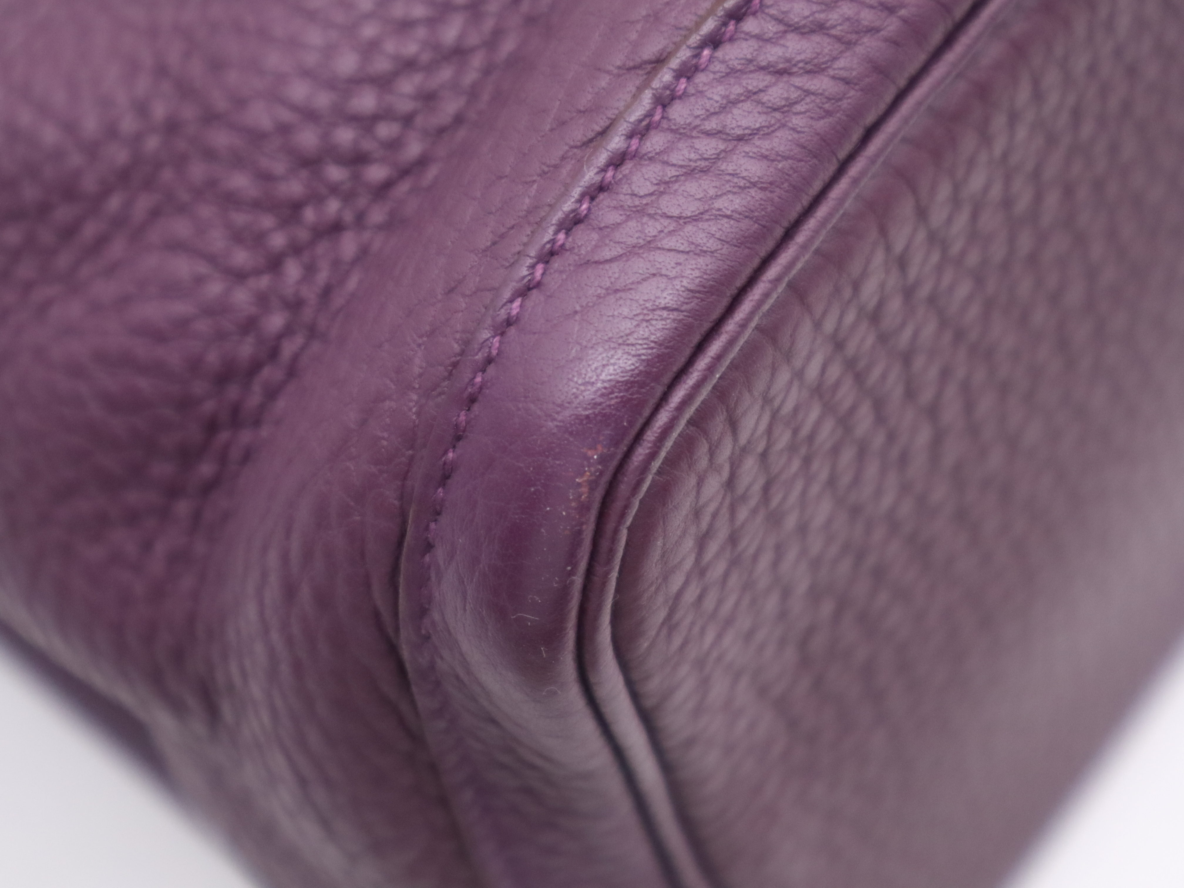 Leather Garden Party PM Tote Bag, Purple, Silver Hardware, P Stamp, 2012 Model. — view 10