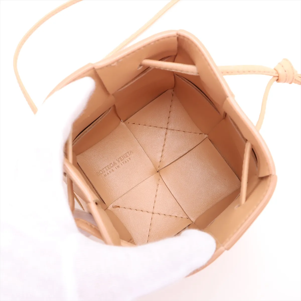 Maxi Intrecciato Mini Crossbody Bag Leather Shoulder Bag Beige — view 6