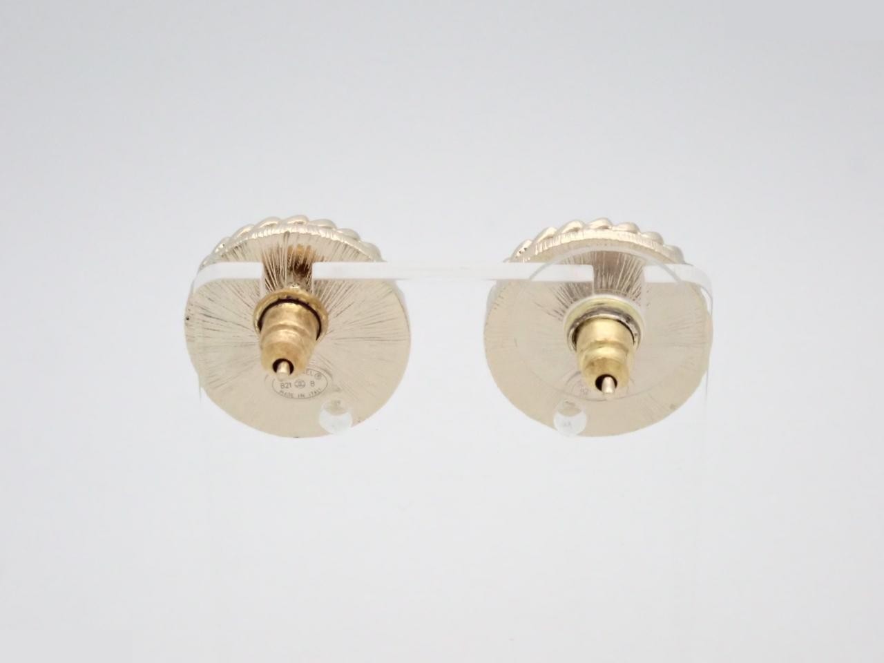 earrings, B21B, Coco Mark design, pearl, rhinestone, 1.5cm wide. — view 2