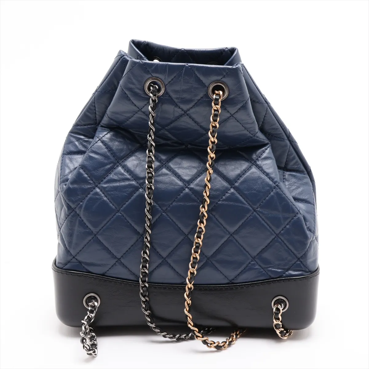 Gabrielle de Chanel Vintage Calfskin Chain Backpack, Navy x Black, Gold x Gunmetal Hardware, 25078089, Serial Number — view 2