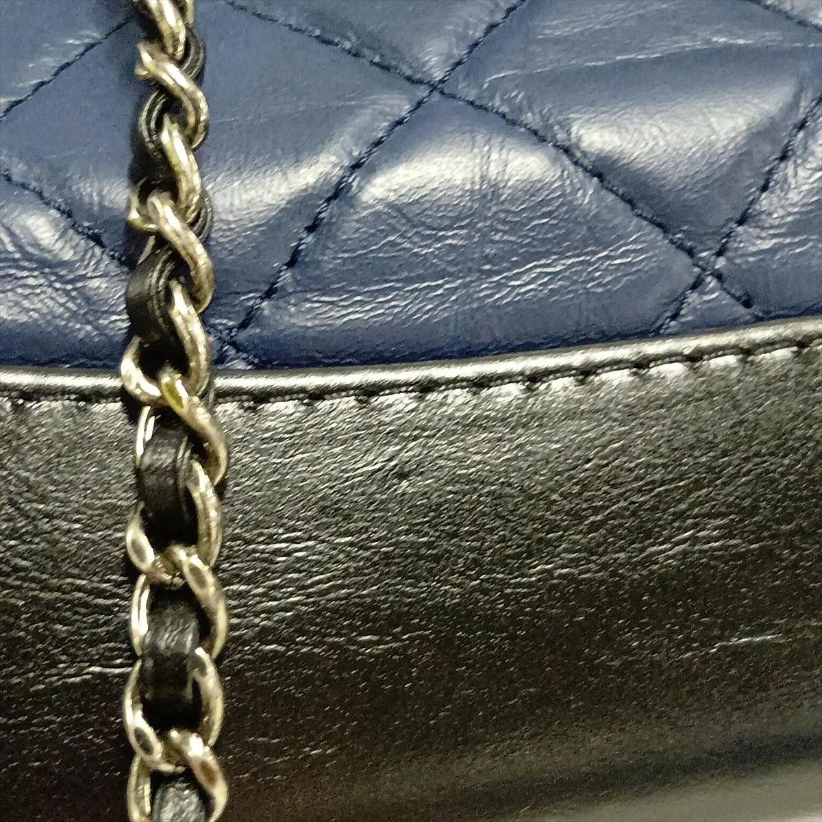 Gabrielle de Chanel Vintage Calfskin Chain Backpack, Navy x Black, Gold x Gunmetal Hardware, 25078089, Serial Number — view 11