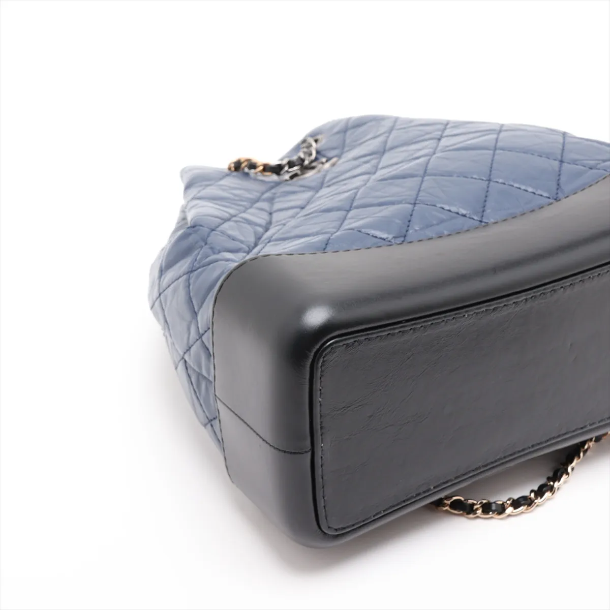 Gabrielle de Chanel Vintage Calfskin Chain Backpack, Navy x Black, Gold x Gunmetal Hardware, 25078089, Serial Number — view 4
