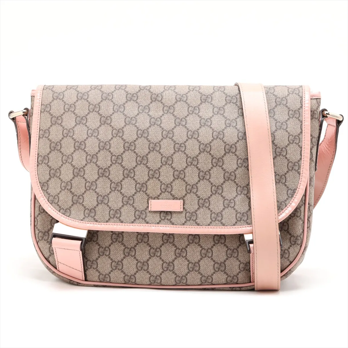GG Supreme 201732 PVC x Leather Shoulder Bag, Beige x Pink