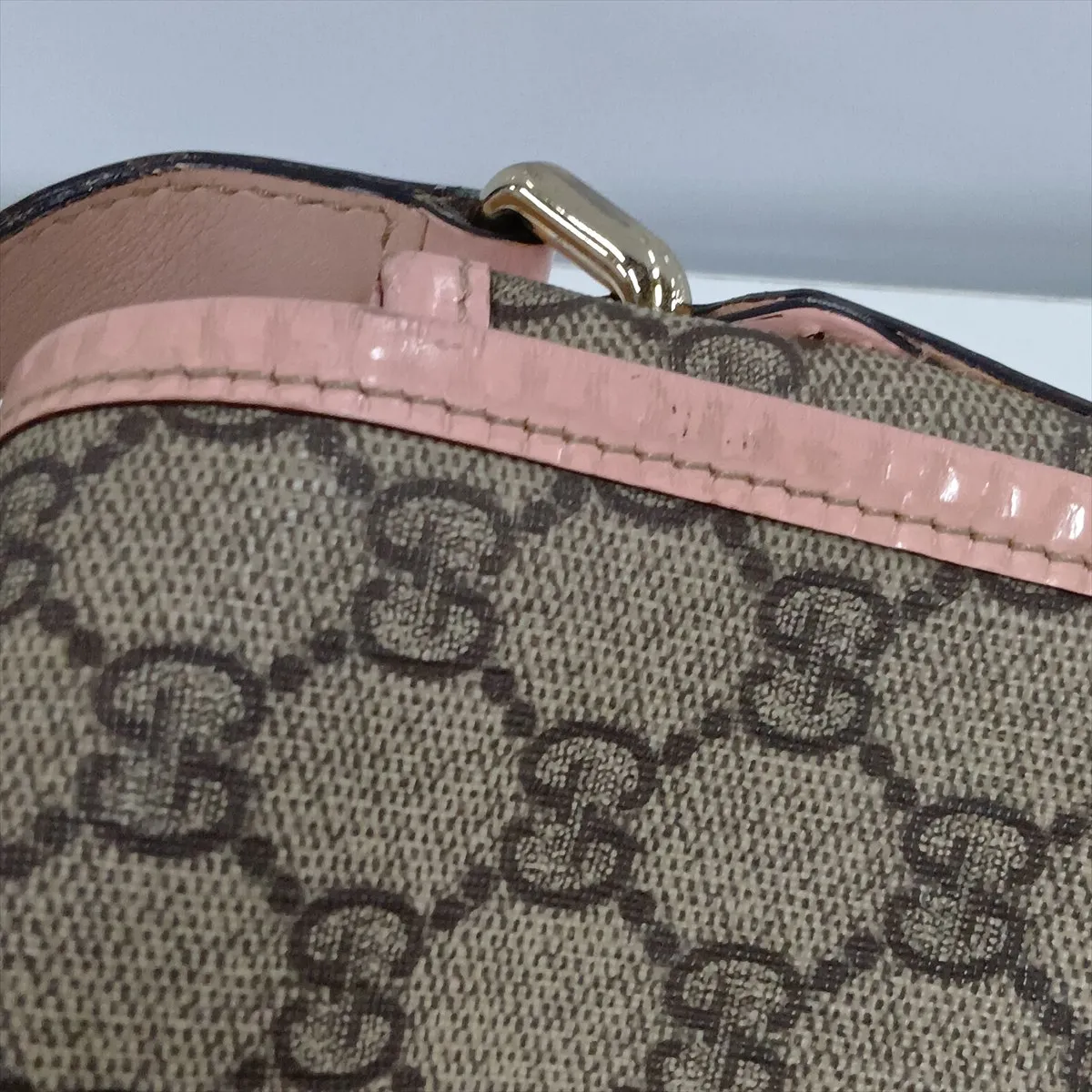 GG Supreme 201732 PVC x Leather Shoulder Bag, Beige x Pink — view 11