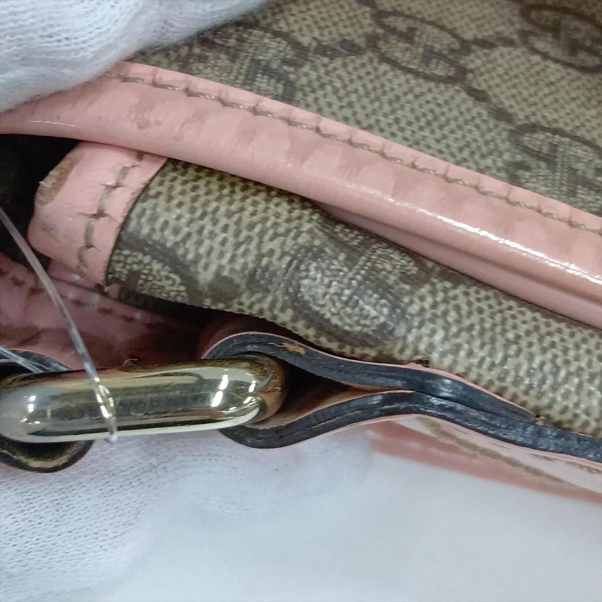 GG Supreme 201732 PVC x Leather Shoulder Bag, Beige x Pink — view 12
