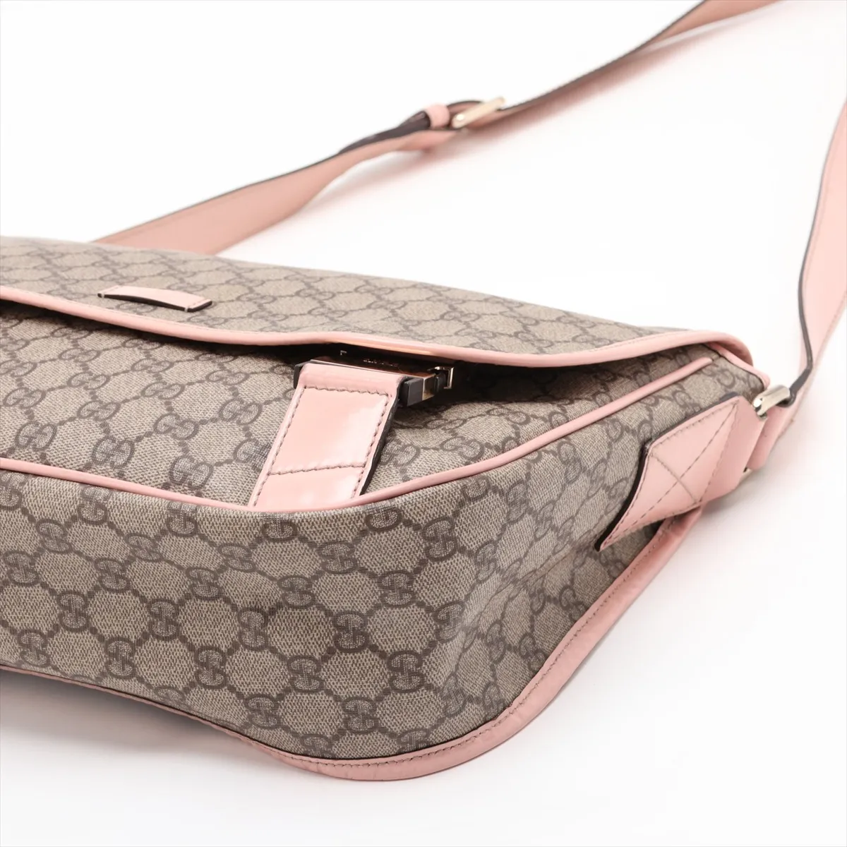 GG Supreme 201732 PVC x Leather Shoulder Bag, Beige x Pink — view 3