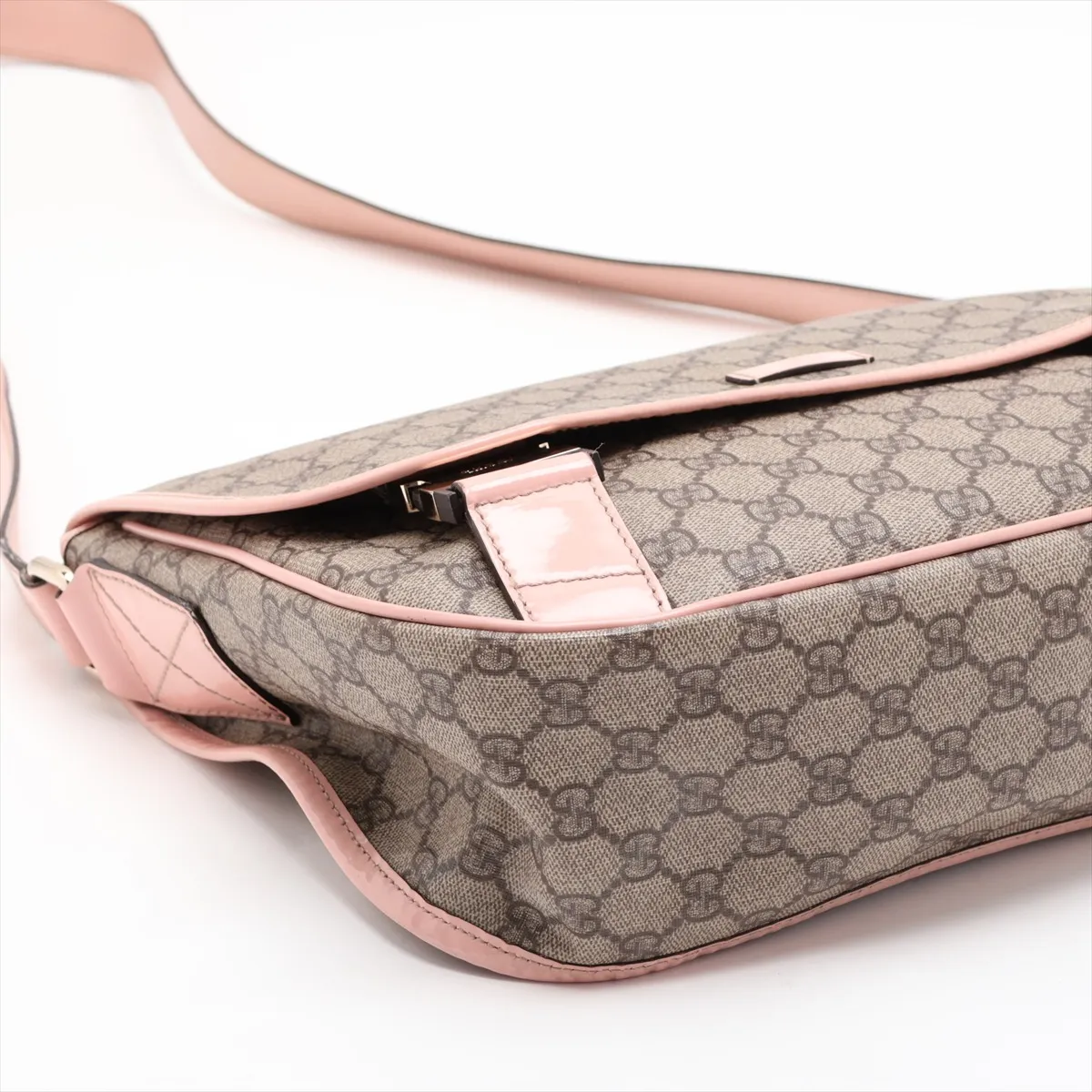 GG Supreme 201732 PVC x Leather Shoulder Bag, Beige x Pink — view 4
