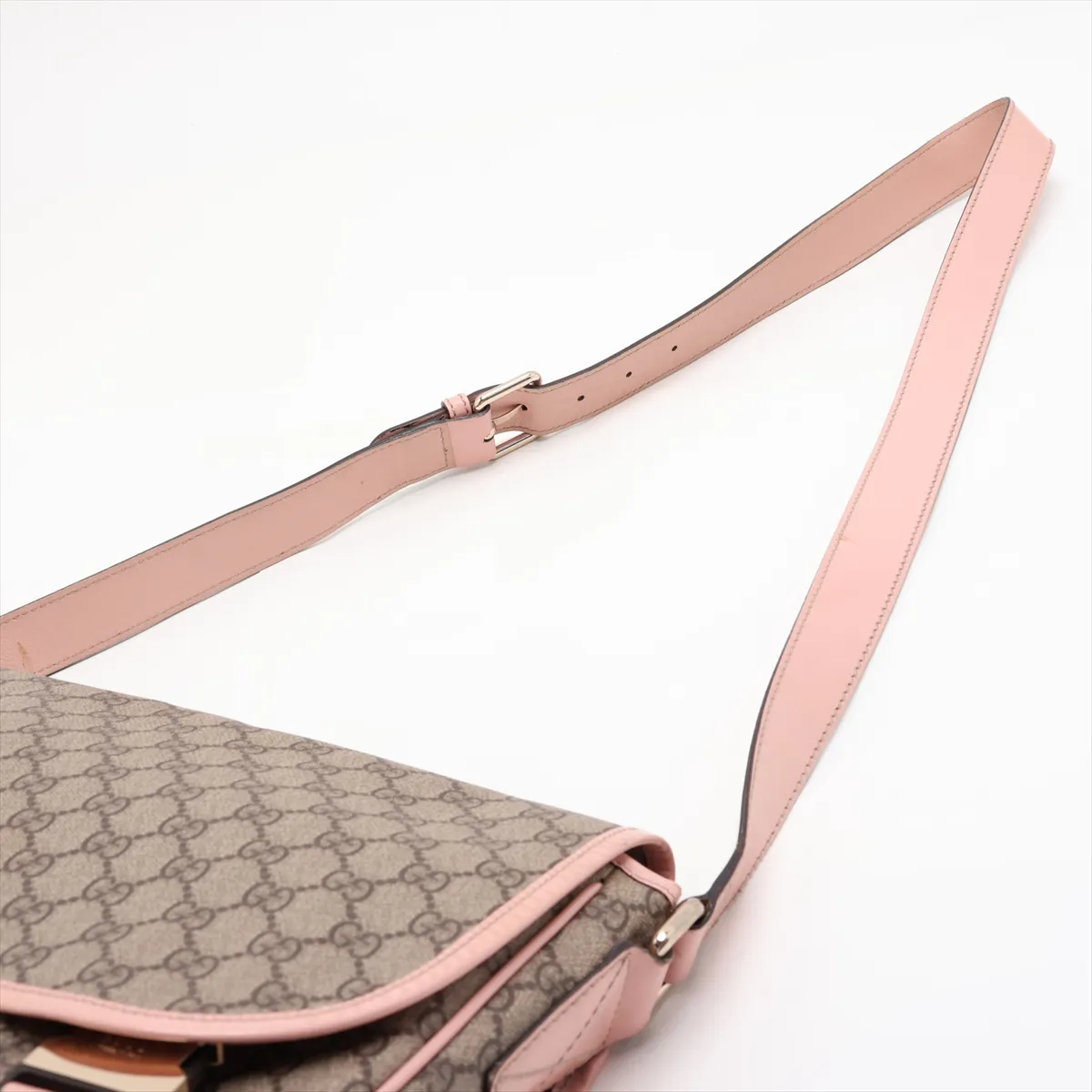 GG Supreme 201732 PVC x Leather Shoulder Bag, Beige x Pink — view 5