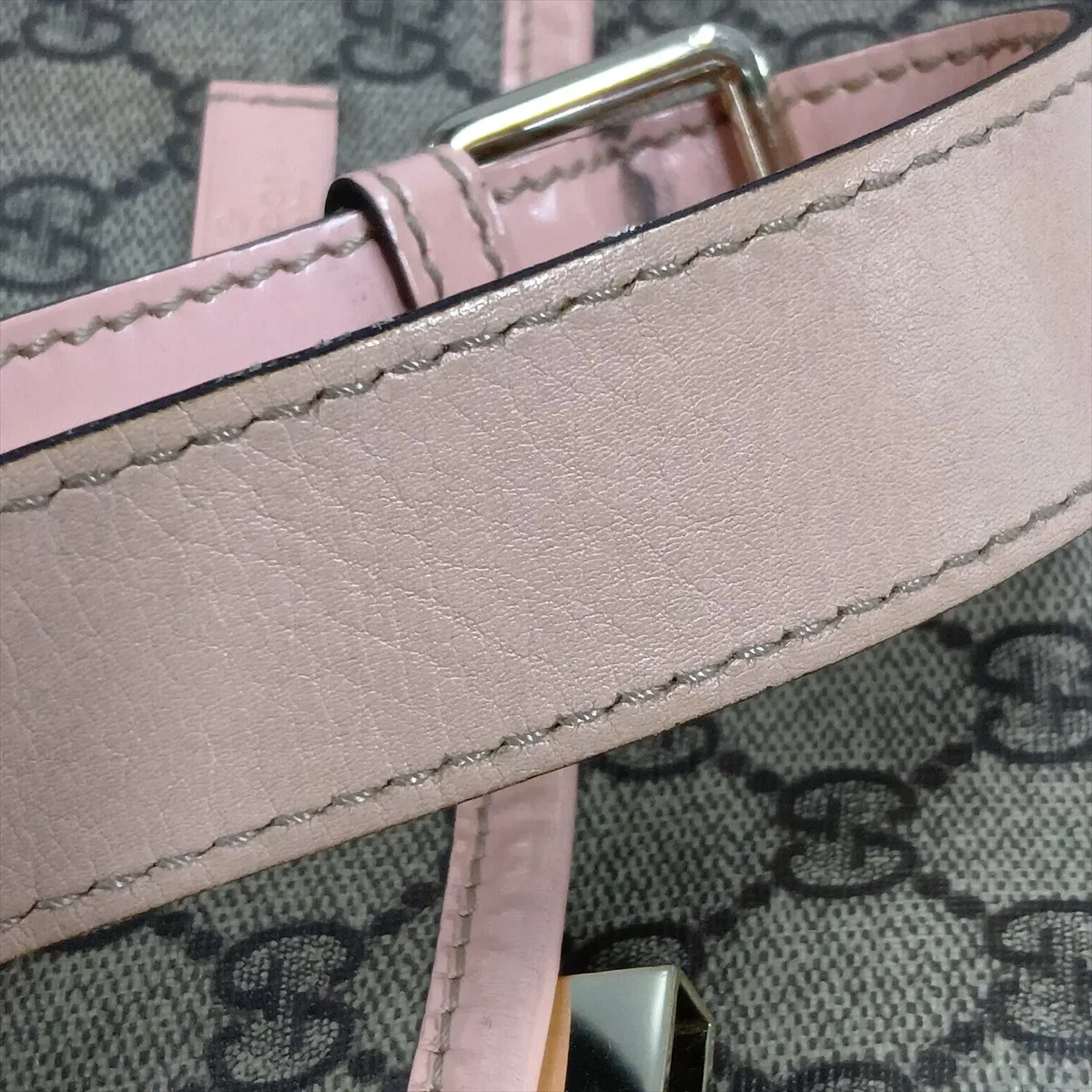 GG Supreme 201732 PVC x Leather Shoulder Bag, Beige x Pink — view 9