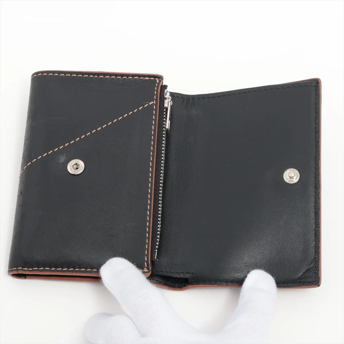 Puzzle Leather Compact Wallet Black — view 3