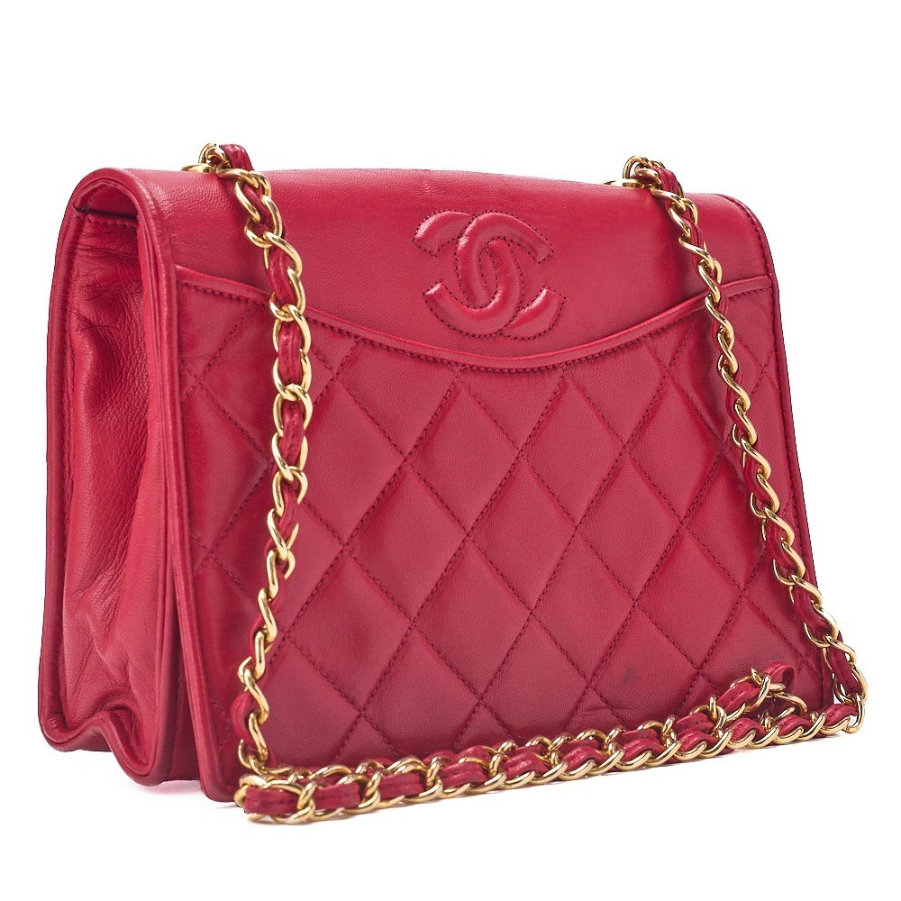 Lambskin Matelassé Full Flap Chain Shoulder Bag — view 3
